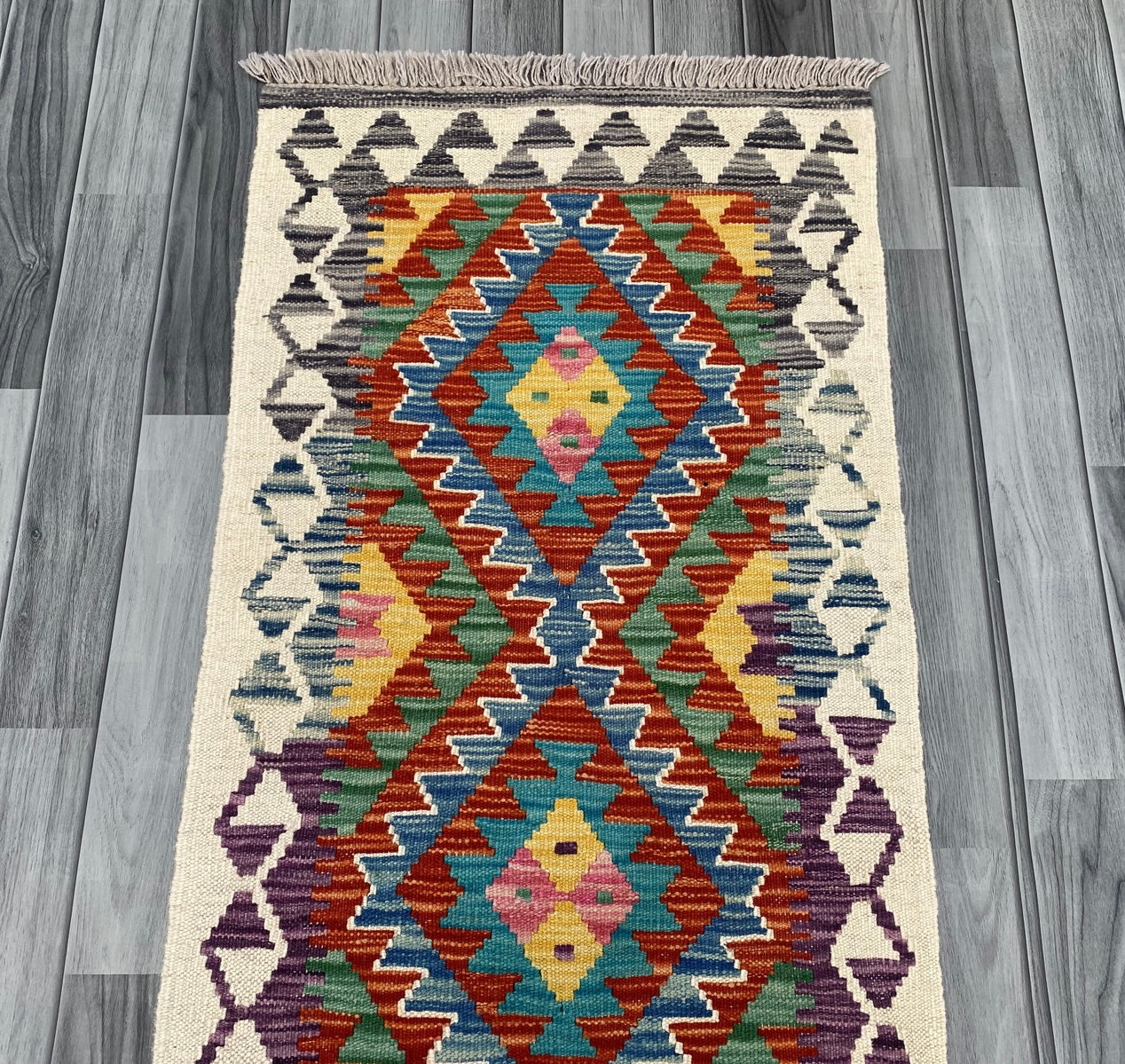 Handmade Chobi Kilim Runner Rug Size: 202 CM x 63 CM KSS #194