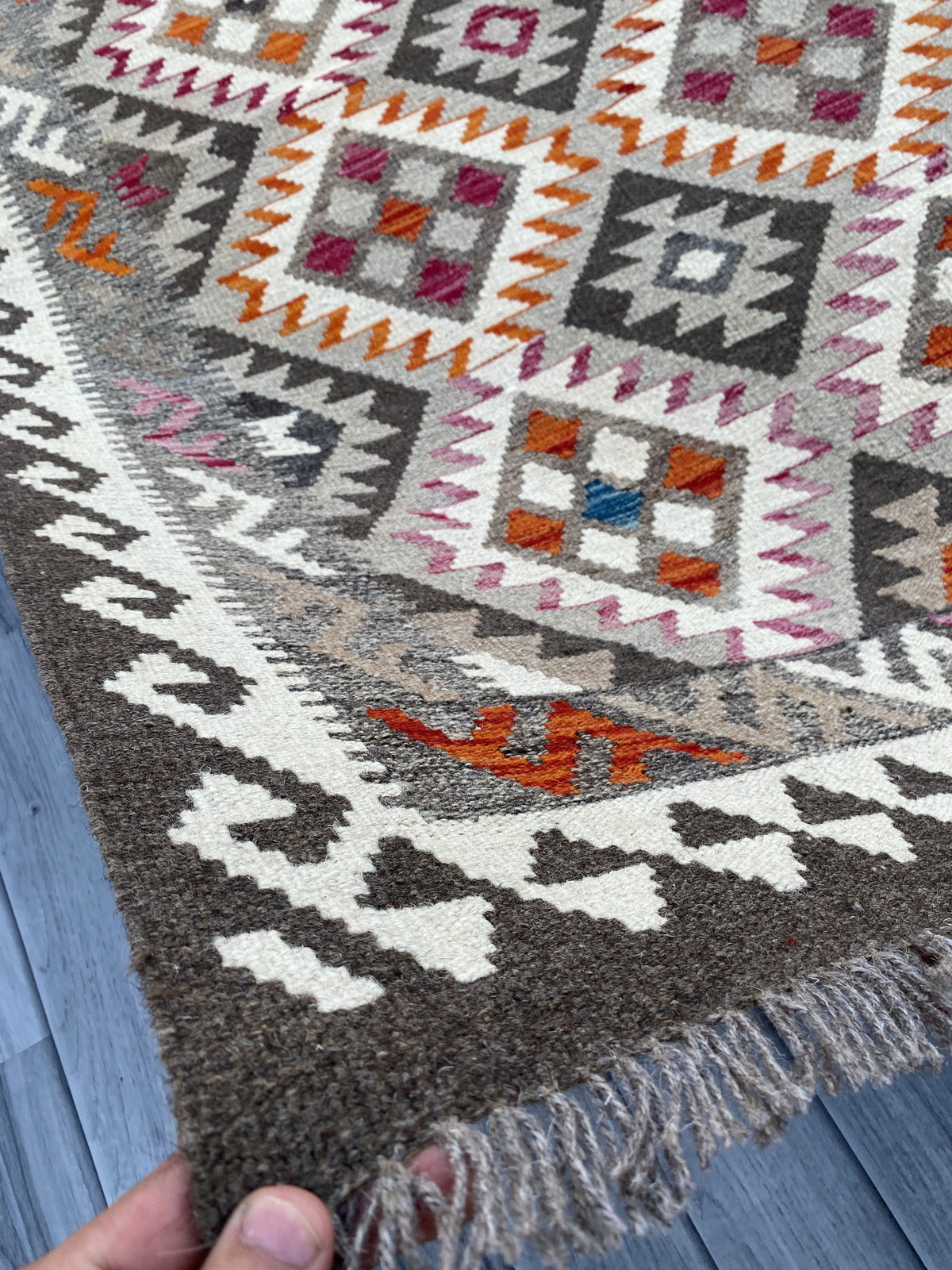 Kuchi Afghan Handmade Maimana Kilim Rug |185 CM x 120 CM KAS#87