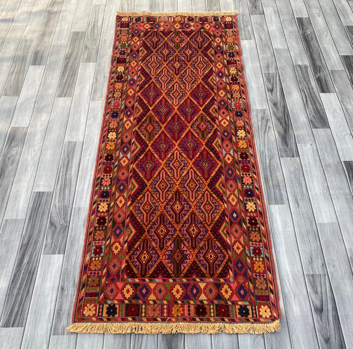 Handmade Fine Quality Meshwani Runner Rug 195 CM x 80 CM KAS # 970
