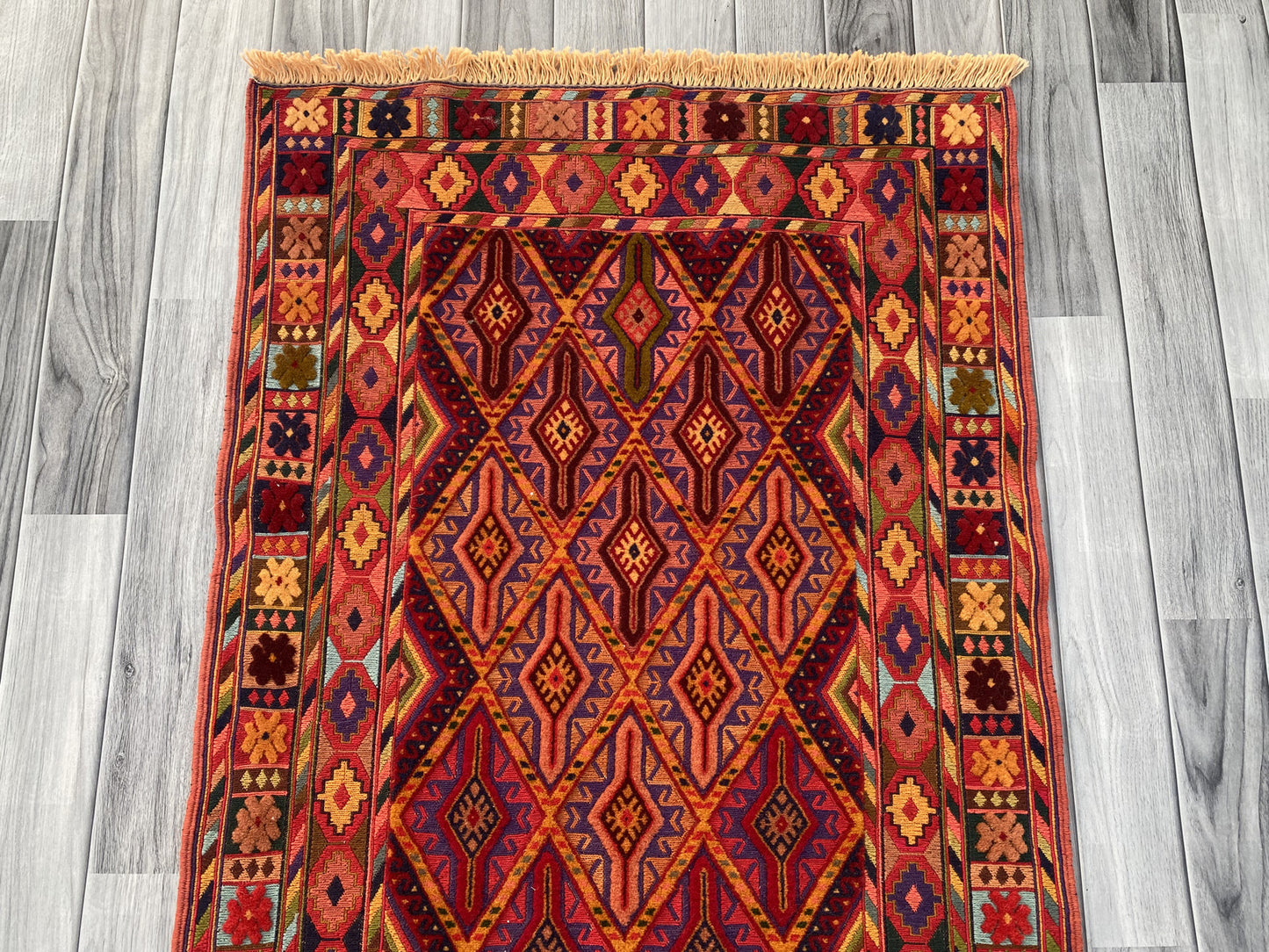 Handmade Fine Quality Meshwani Runner Rug 195 CM x 80 CM KAS # 970