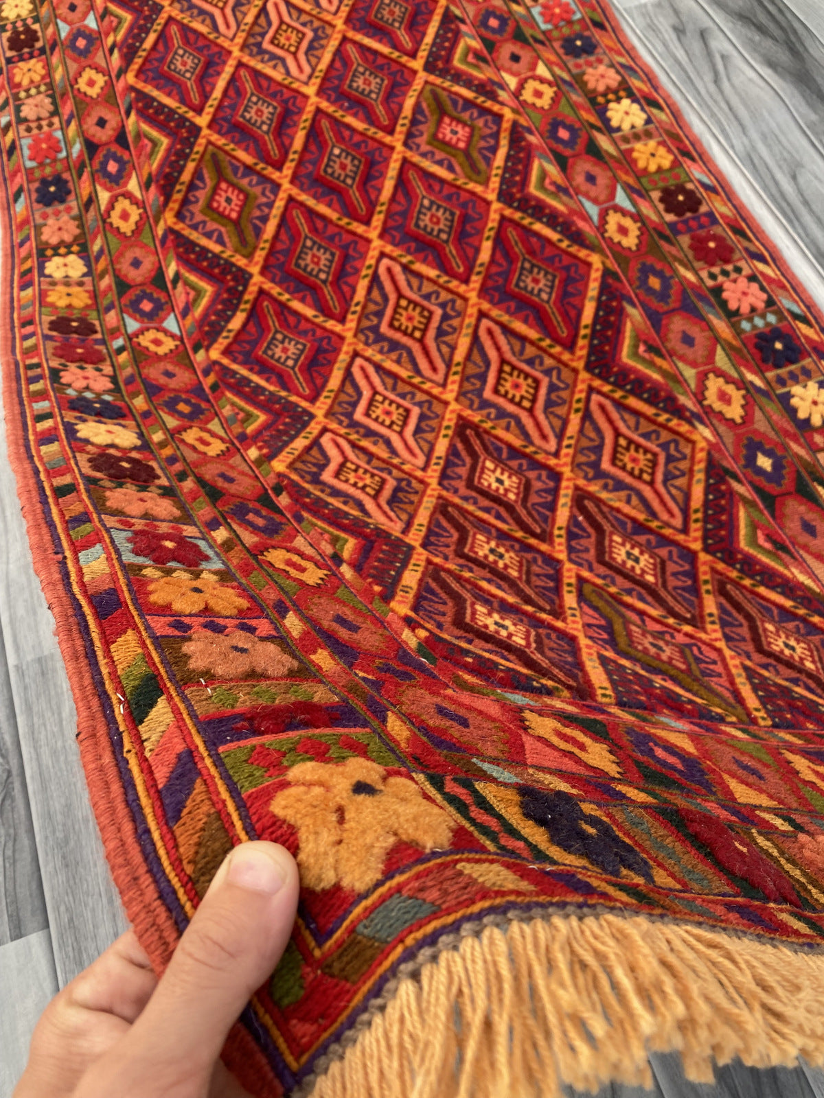 Handmade Fine Quality Meshwani Runner Rug 195 CM x 80 CM KAS # 970
