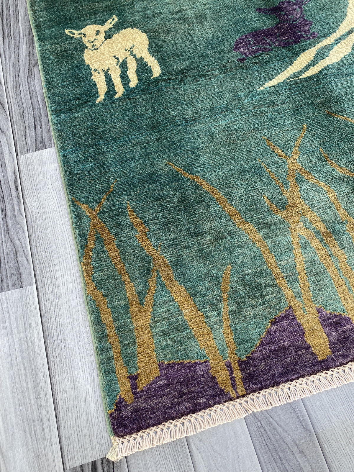 Hand knotted Chobi Pictorial Rug | 199 CM x 151 CM SK#495