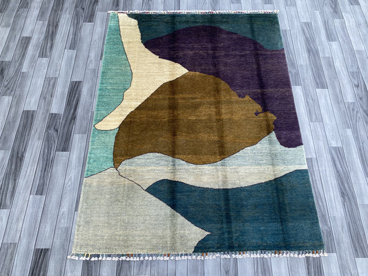 Hand Knotted Modern Wool Rug | 196 CM x 148 CM KS#450