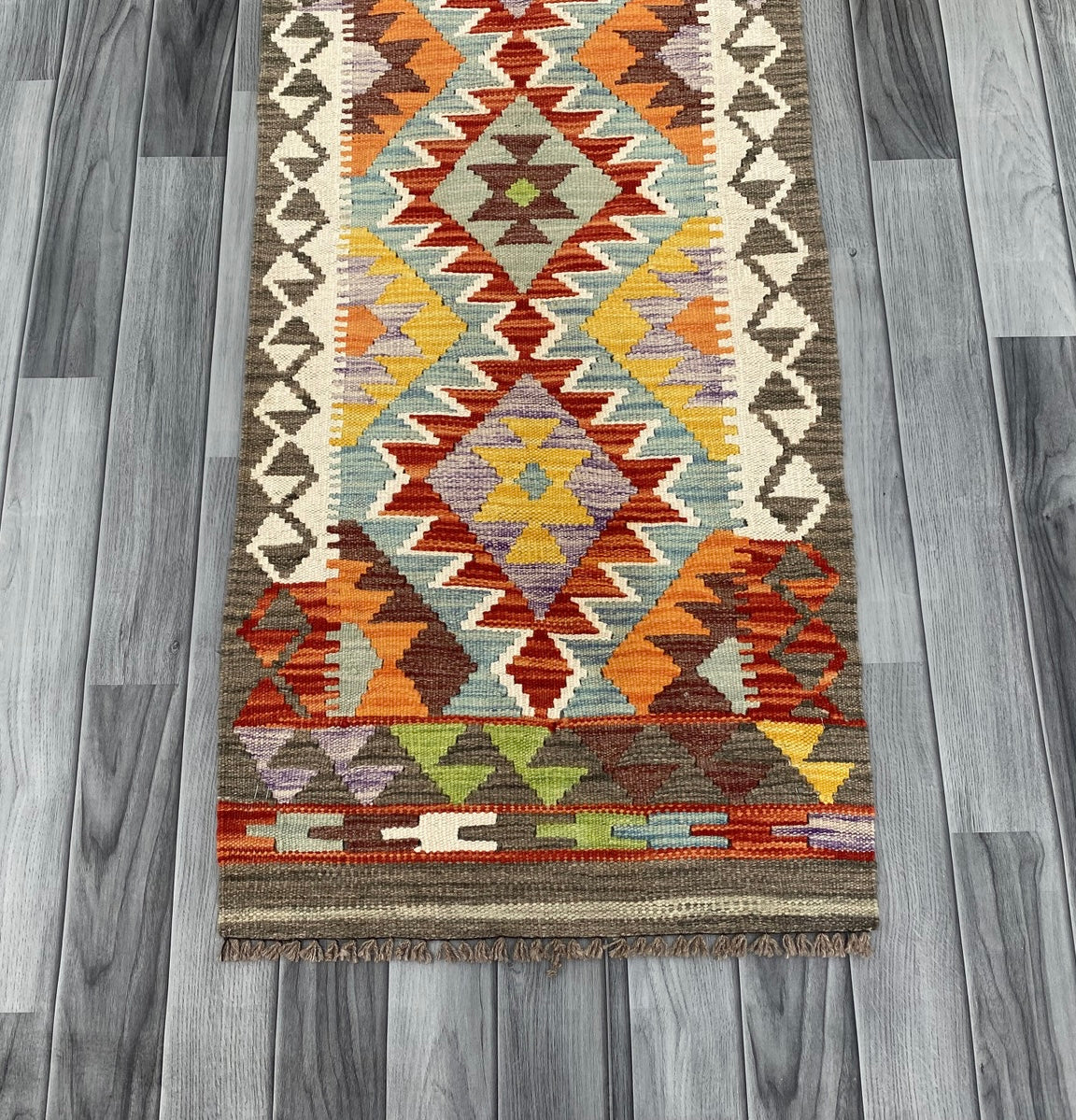 Handmade Chobi Kilim Runner Rug Size: 281 CM x 60 CM KSS#181