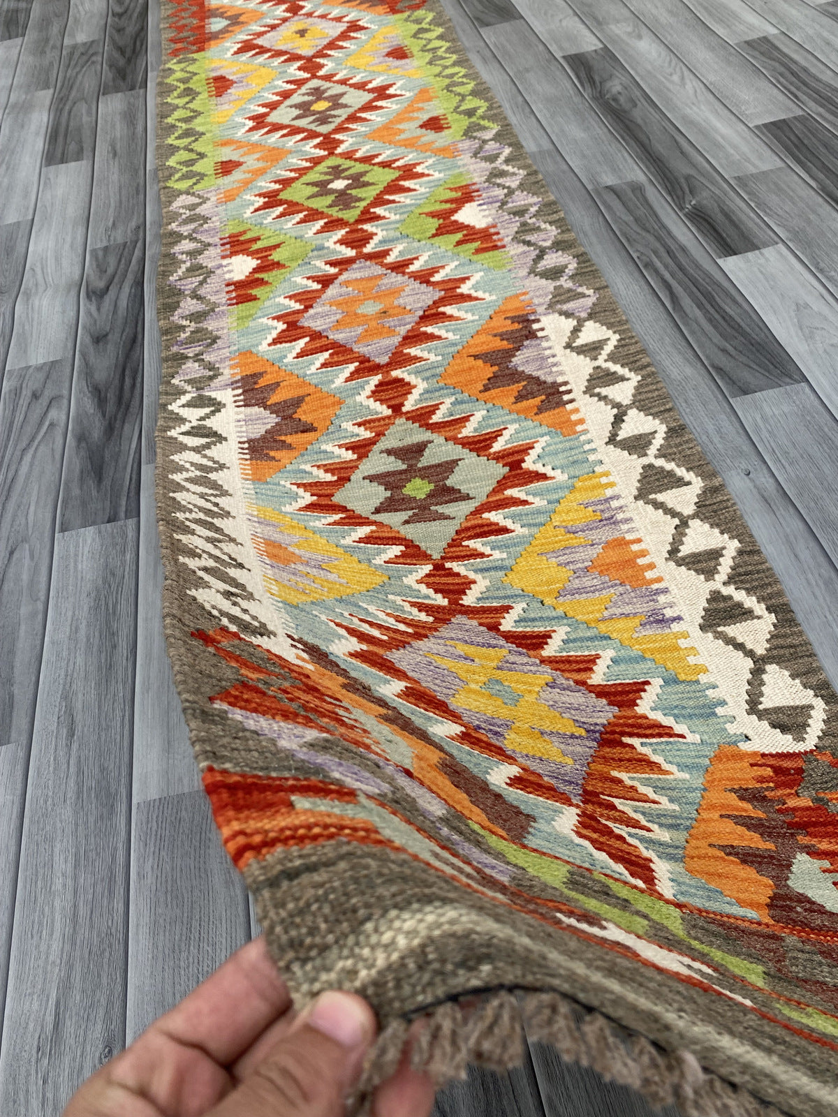 Handmade Chobi Kilim Runner Rug Size: 281 CM x 60 CM KSS#181