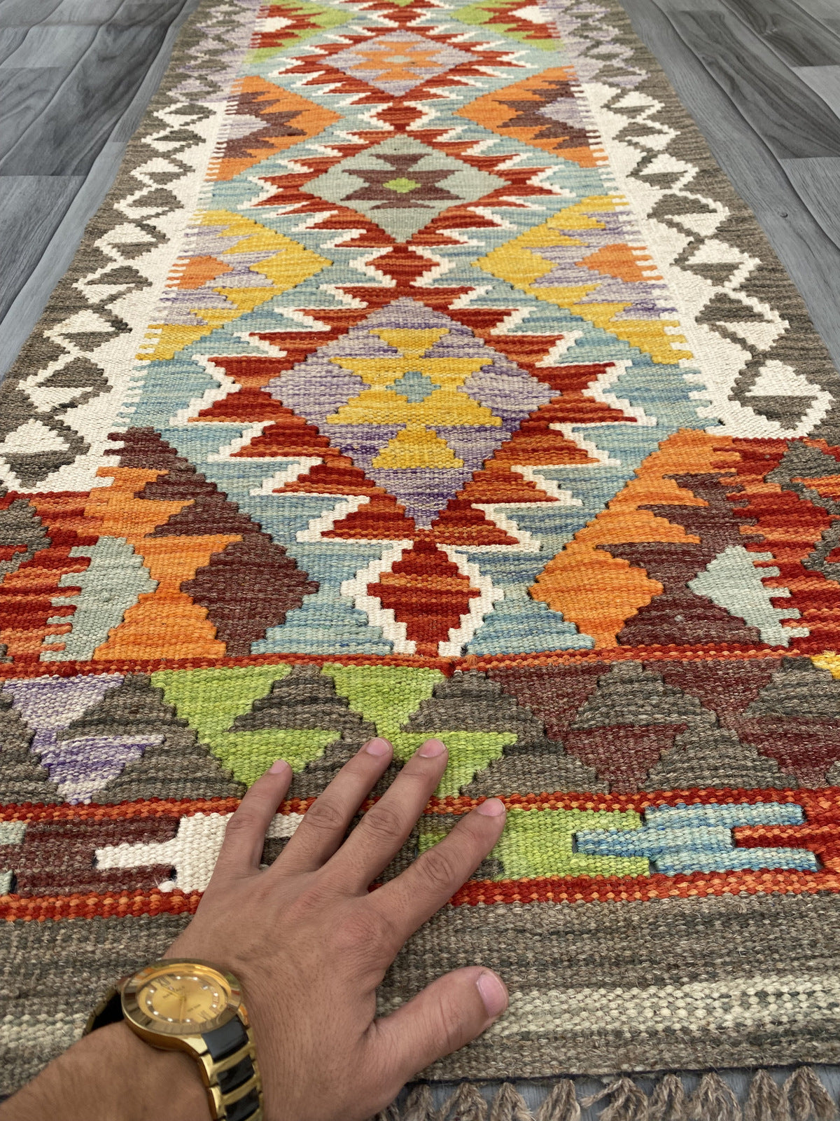 Handmade Chobi Kilim Runner Rug Size: 281 CM x 60 CM KSS#181