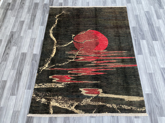 Hand knotted Chobi Pictorial Rug | 197 CM x 152 CM SK#456