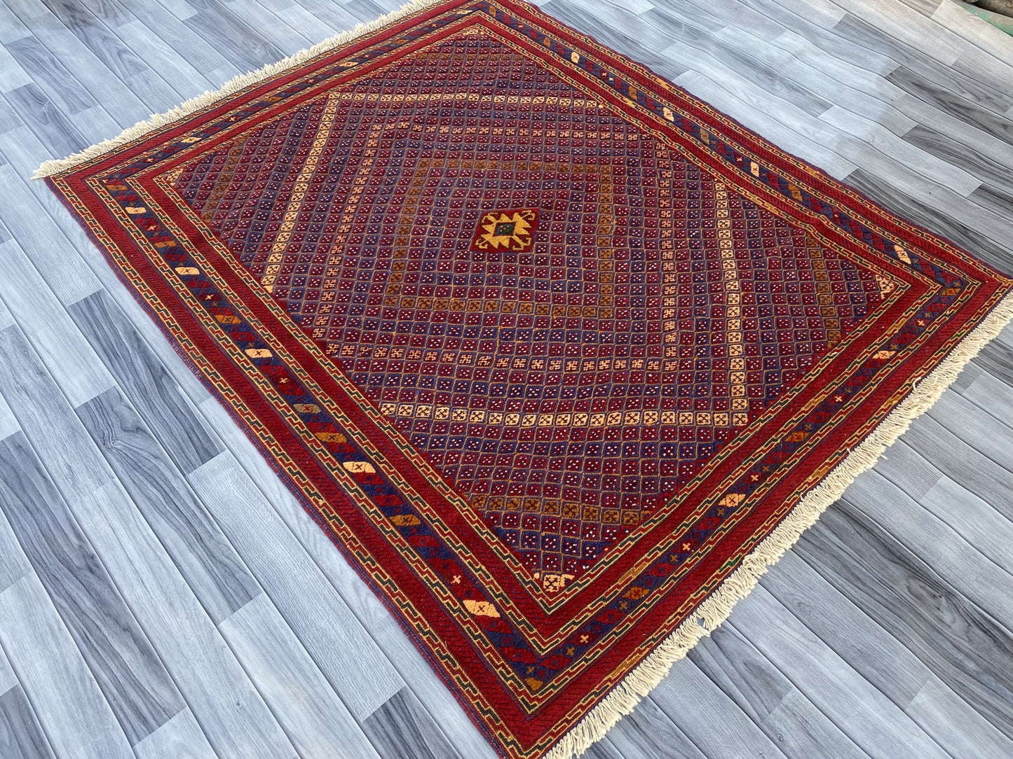 Handmade Afghan Tribal Meshwani Rug 190 CM x 160 CM KAS#999