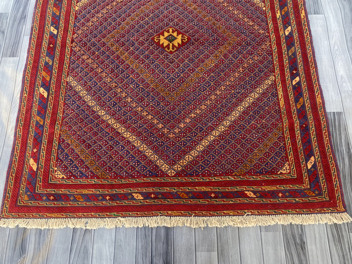 Handmade Afghan Tribal Meshwani Rug 190 CM x 160 CM KAS#999