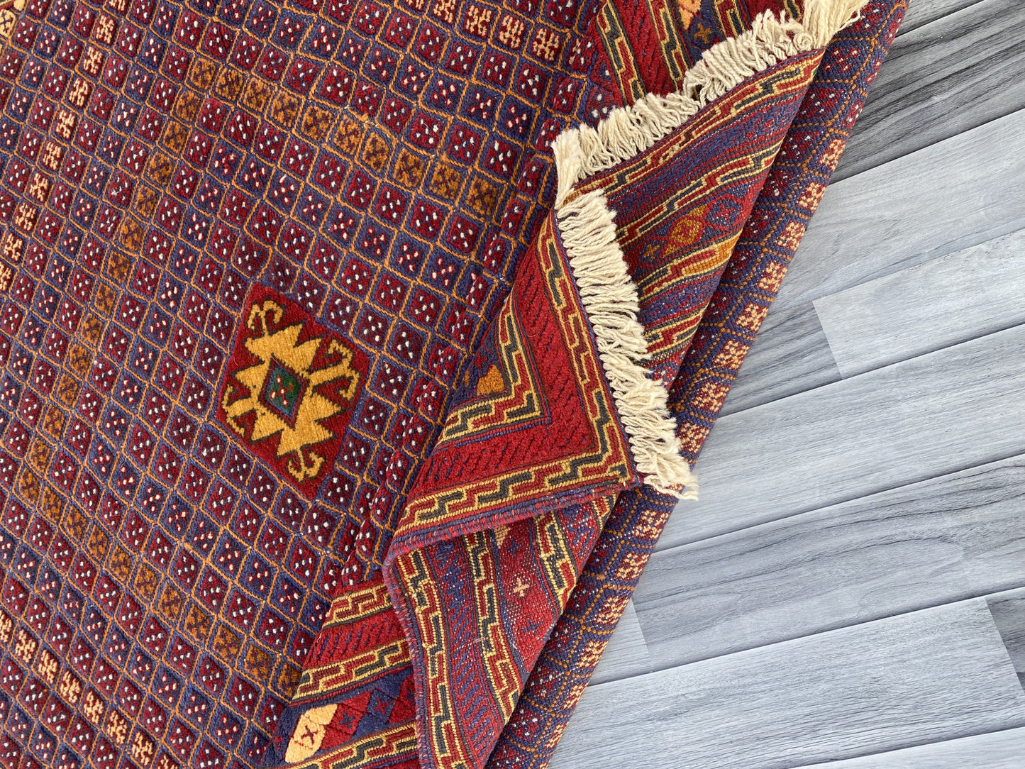 Handmade Afghan Tribal Meshwani Rug 190 CM x 160 CM KAS#999