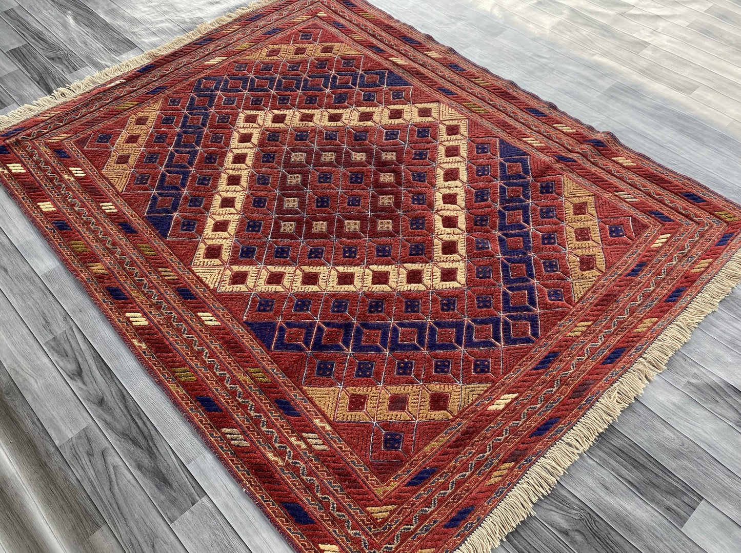 Handmade Afghan Tribal Meshwani Rug 200x158 cm KAS#773