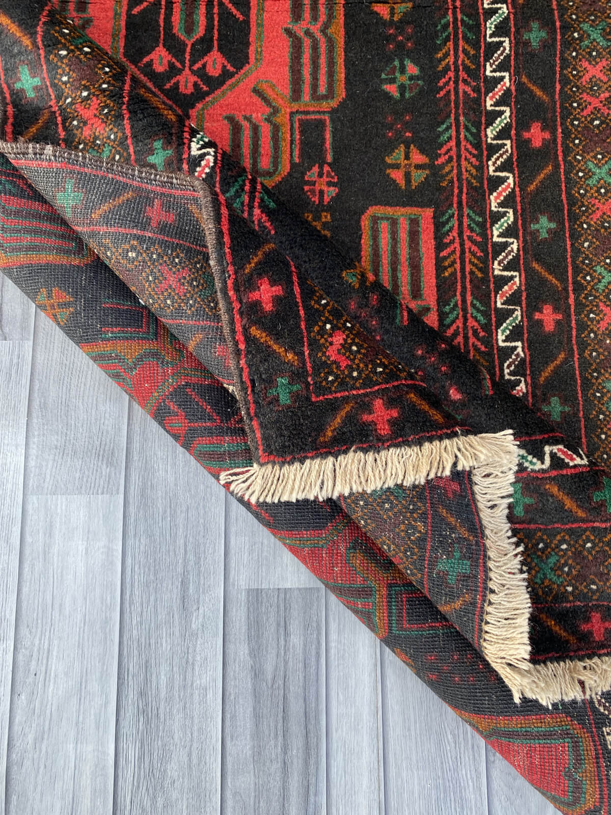 Handmade Afghan Traditional Balochi Rug 215CM x 110CM ES# 1193