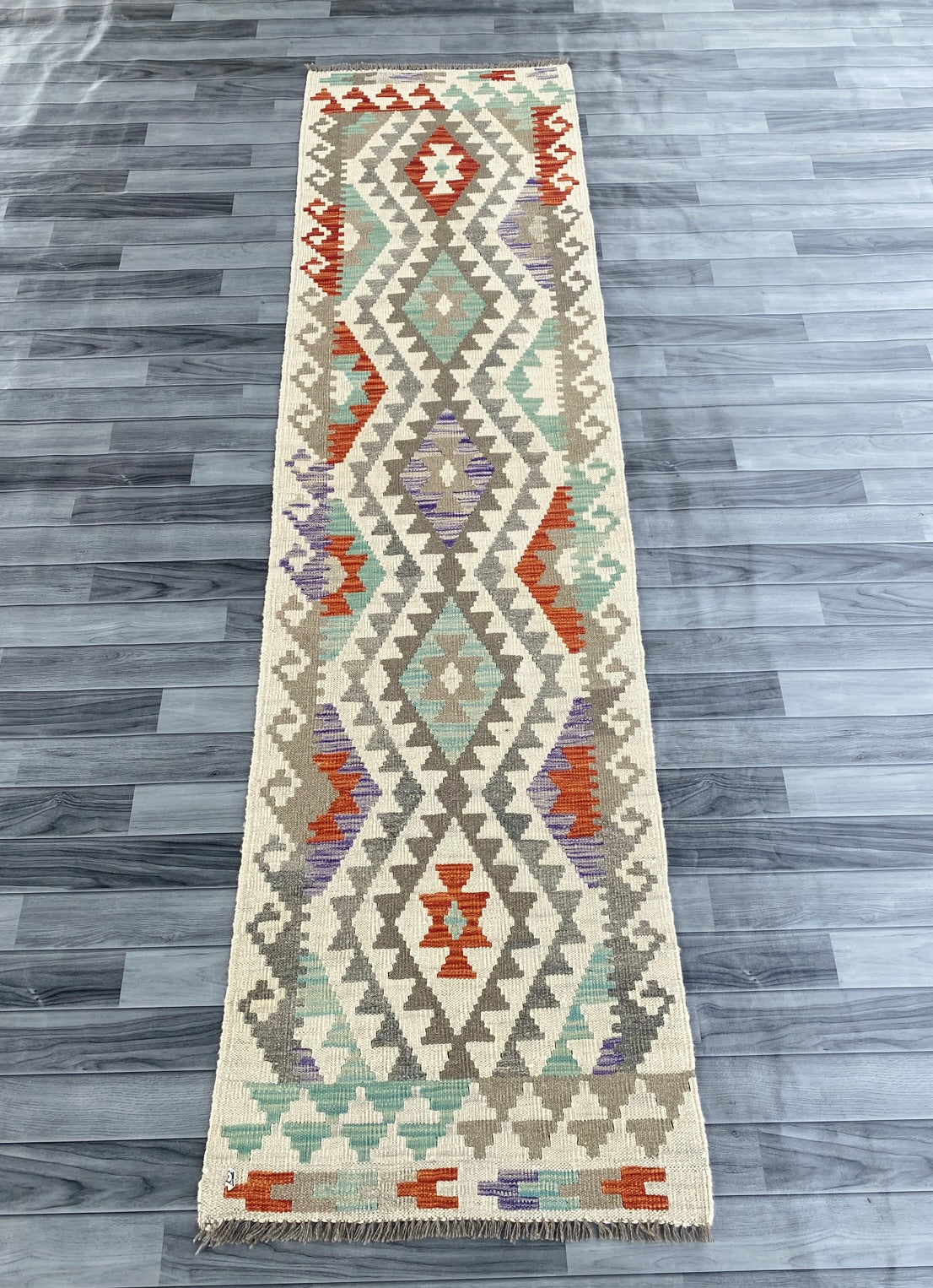 Handmade Afghan Chobi Kilim Hallway Runner Rug 290 CM x 75 CM ( SS # 176 )