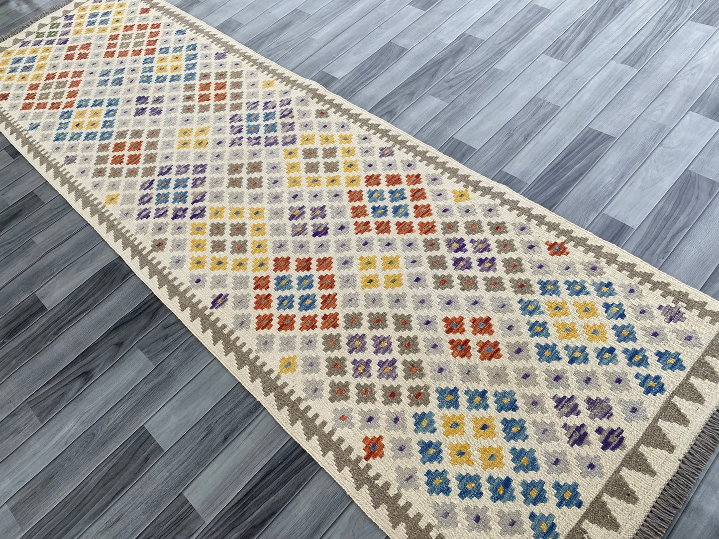Handmade Afghan Chobi Kilim Hallway Runner Rug 288 CM x 87 CM ( SS # 173 )
