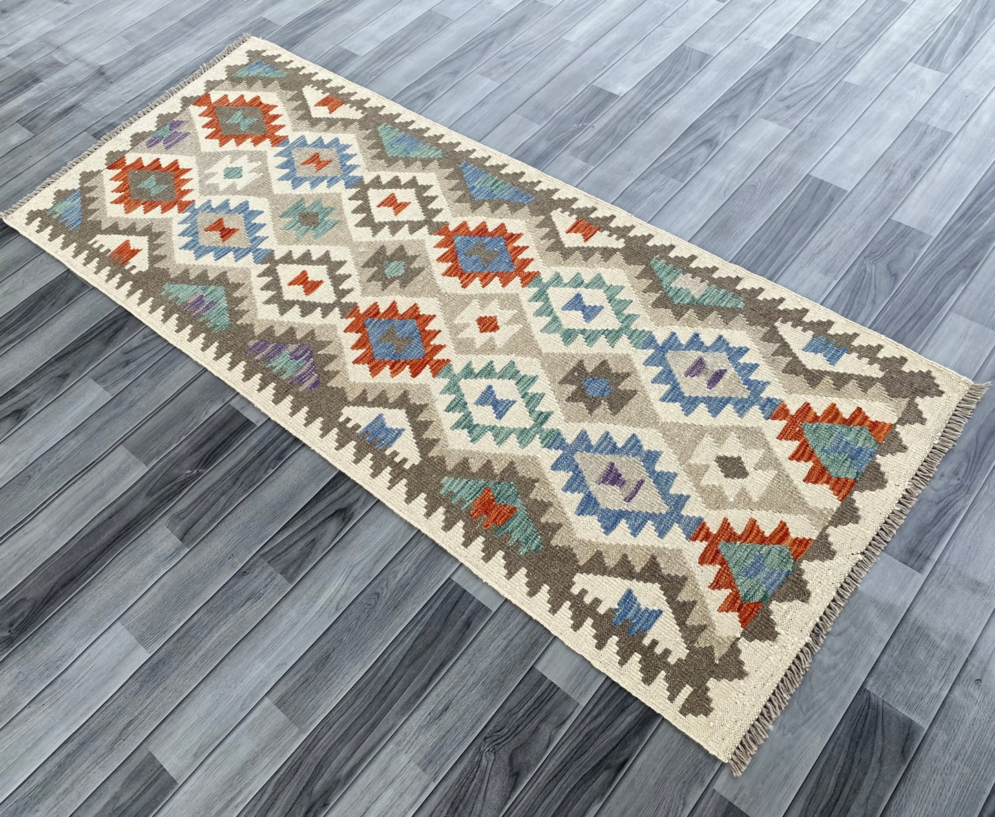 Handmade Afghan Chobi Kilim Hallway Runner Rug 198 CM x 83 CM ( SS # 170 )