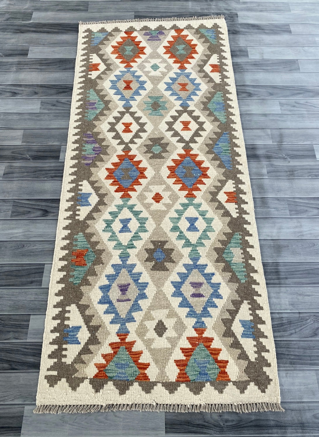 Handmade Afghan Chobi Kilim Hallway Runner Rug 198 CM x 83 CM ( SS # 170 )