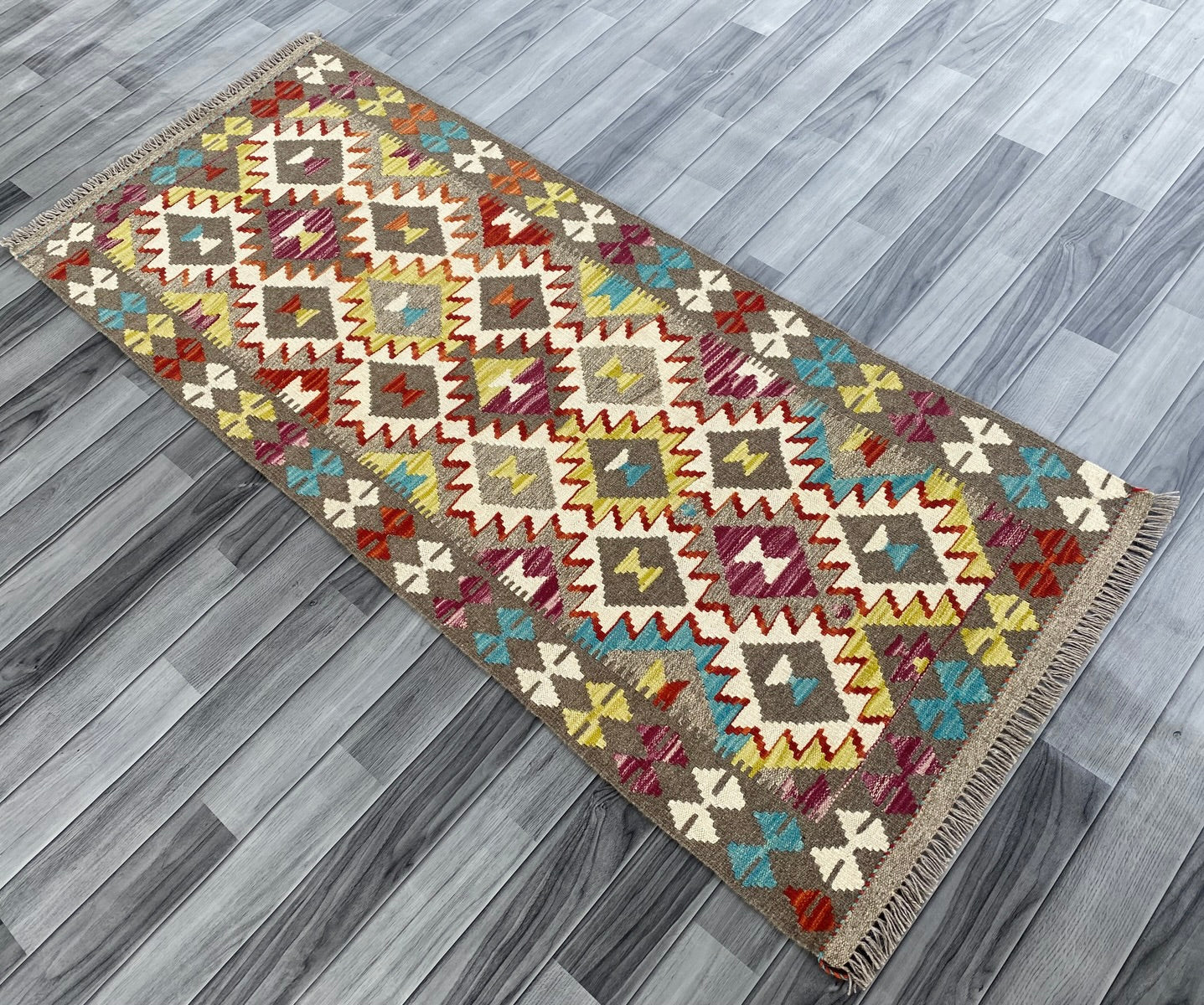 Handmade Afghan Chobi Kilim Hallway Runner Rug 184 CM x 77 CM ( SS # 167 )