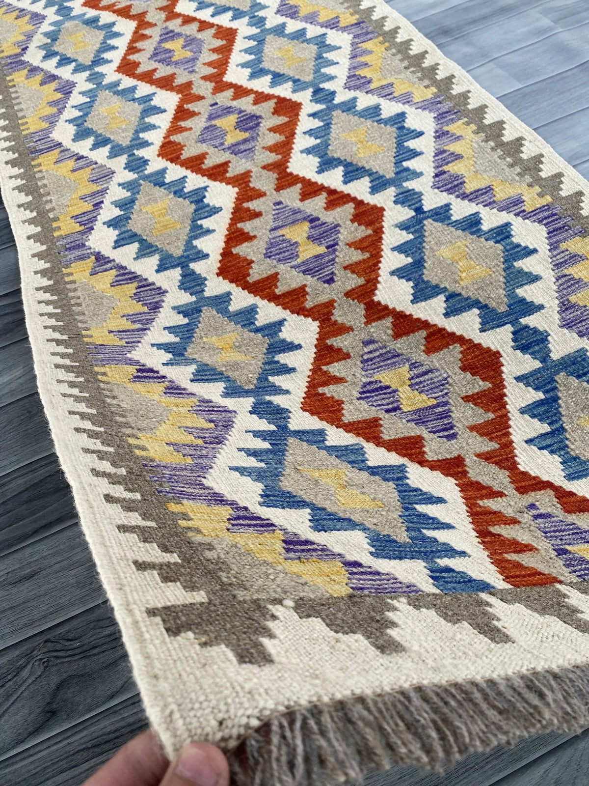 Handmade Afghan Chobi Kilim Hallway Runner Rug 198 CM x 81 CM ( SS # 166 )