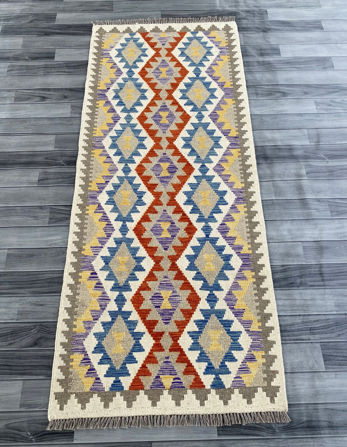 Handmade Afghan Chobi Kilim Hallway Runner Rug 198 CM x 81 CM ( SS # 166 )