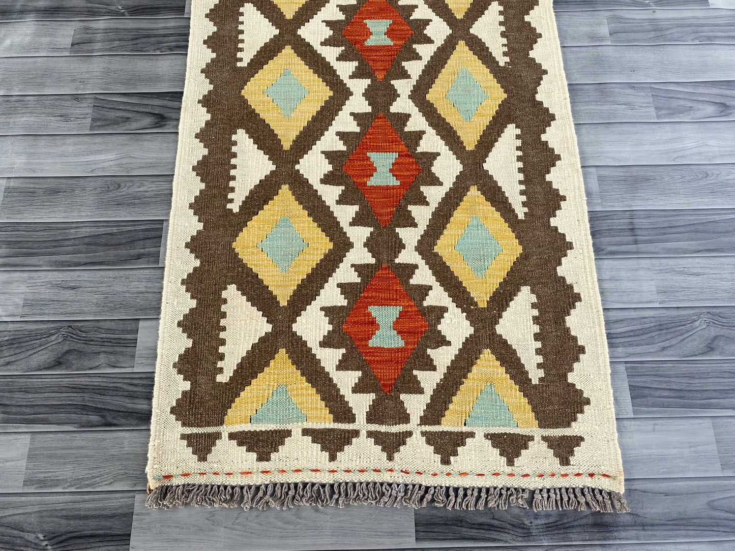 Handmade Afghan Chobi Kilim Hallway Runner Rug 213 CM x 80 CM ( SS # 165 )