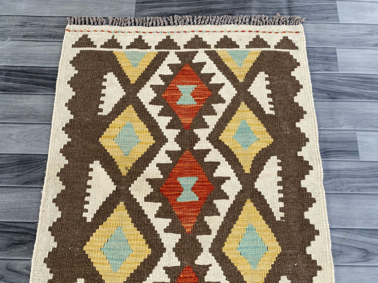 Handmade Afghan Chobi Kilim Hallway Runner Rug 213 CM x 80 CM ( SS # 165 )