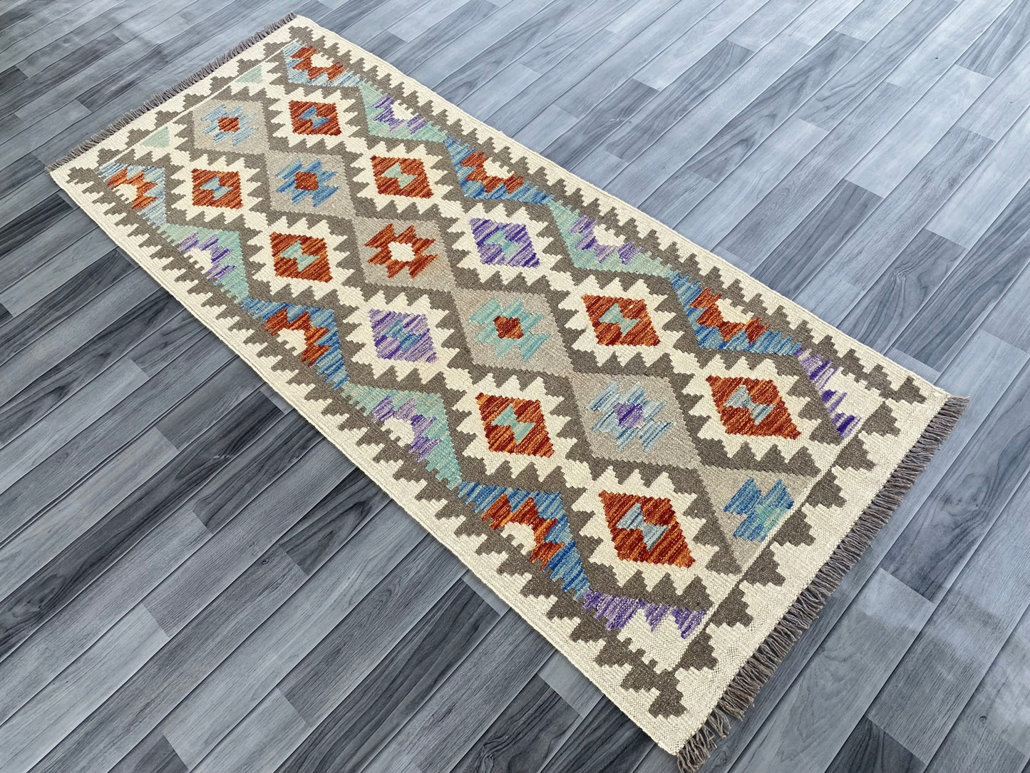 Handmade Afghan Chobi Kilim Hallway Runner Rug 196 CM x 81 CM ( SS # 164 )