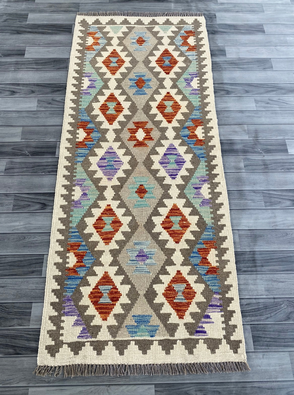Handmade Afghan Chobi Kilim Hallway Runner Rug 196 CM x 81 CM ( SS # 164 )