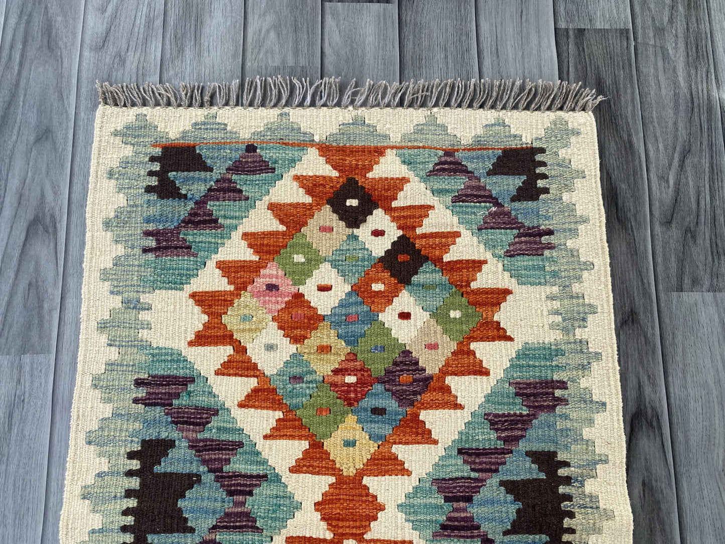 Handmade Afghan Chobi Kilim Rug 92x60 cm KAS#702