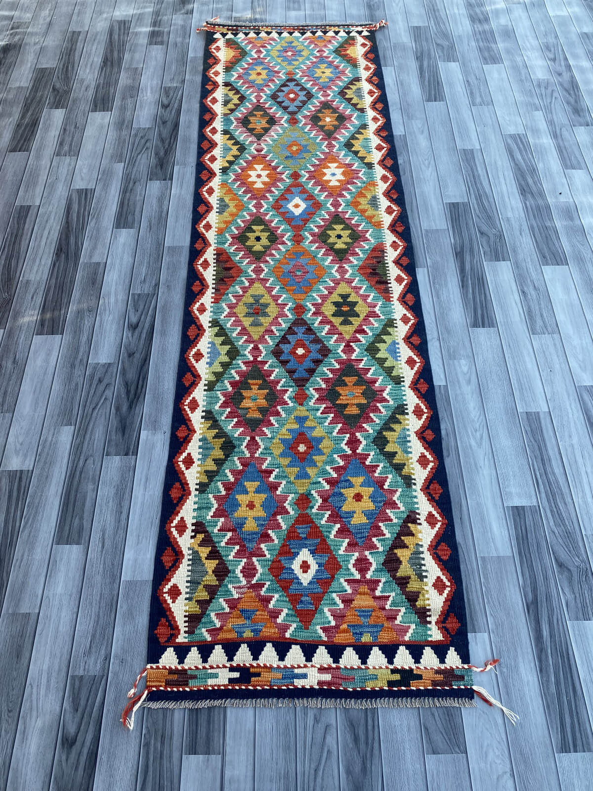 Handmade Flat Weave Kilim Rug (289 CM x 80 CM)SK#1074