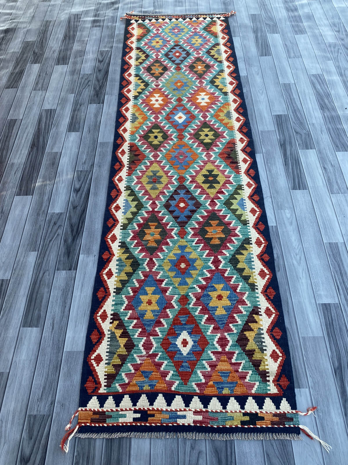 Handmade Flat Weave Kilim Rug (289 CM x 80 CM)SK#1074