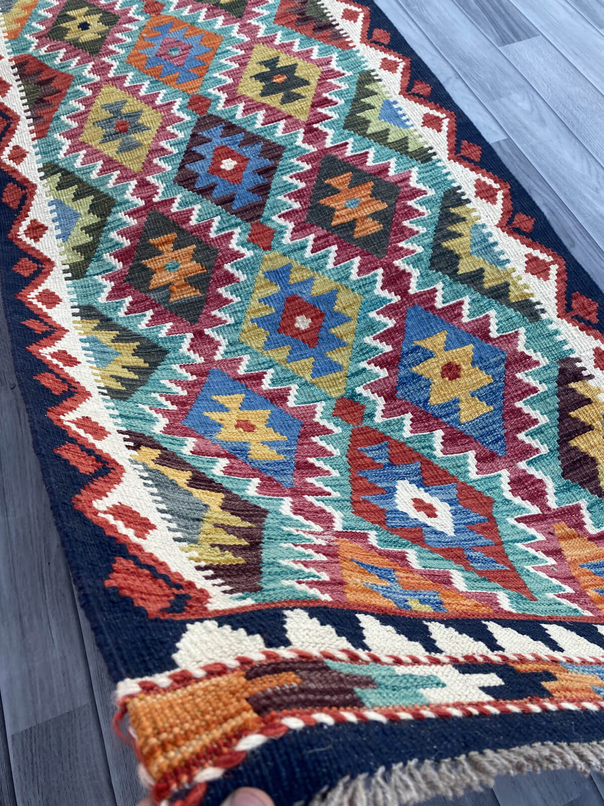 Handmade Flat Weave Kilim Rug (289 CM x 80 CM)SK#1074
