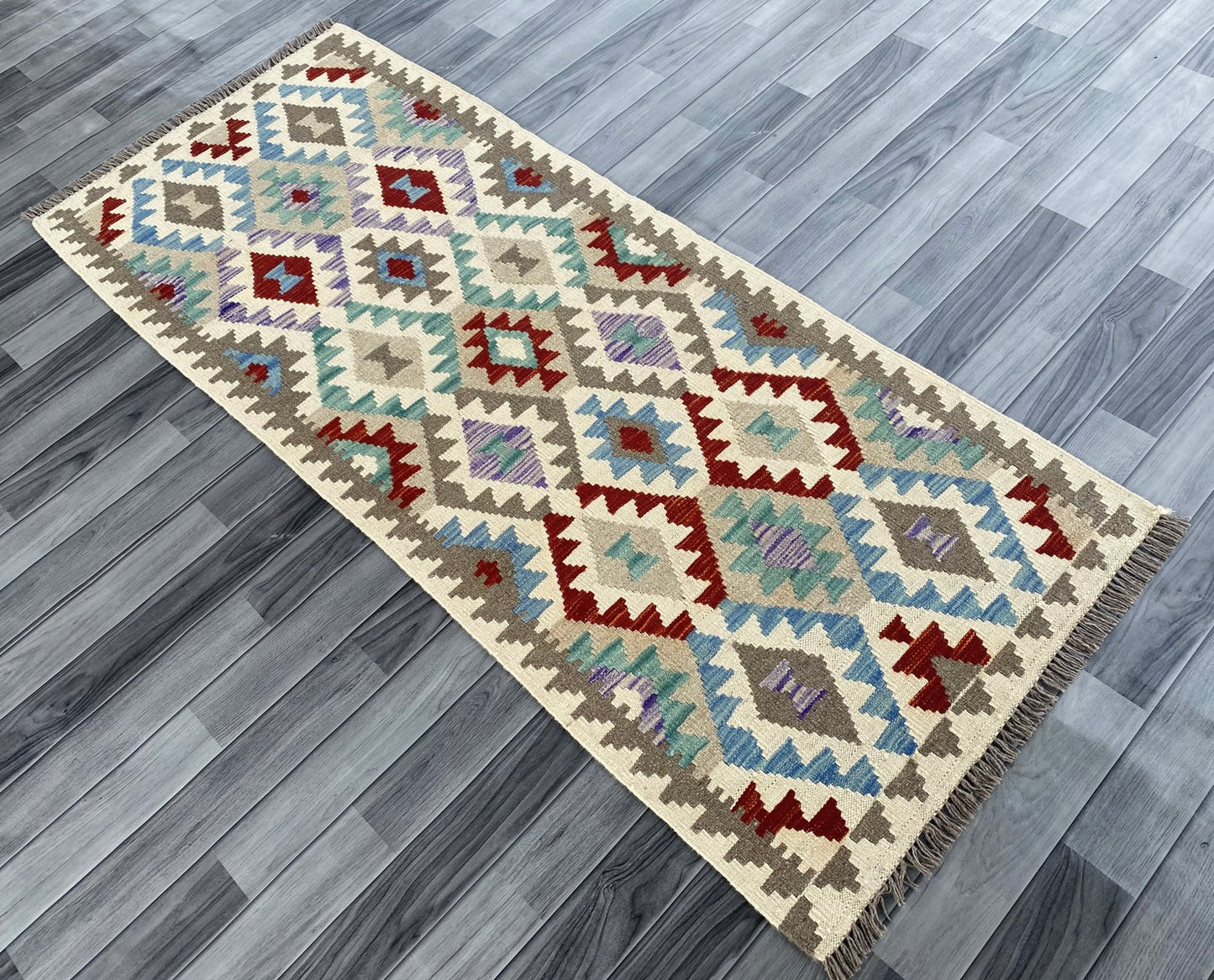 Handmade Afghan Chobi Kilim Hallway Runner Rug 200 CM x 81 CM ( SS # 161 )