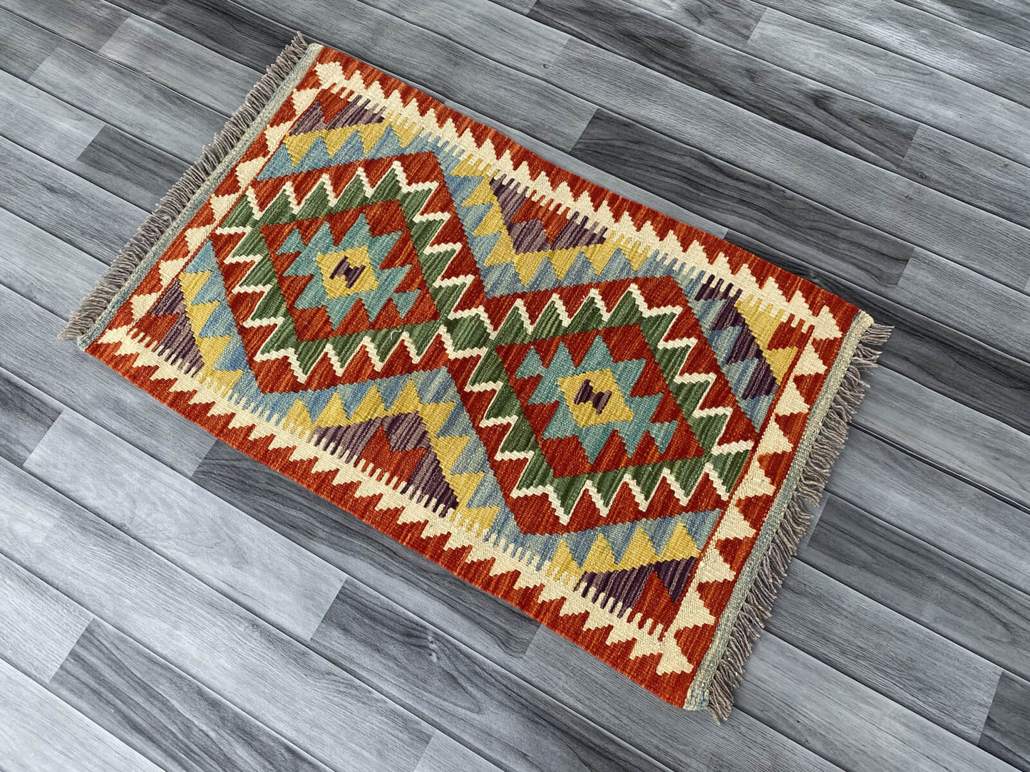 Handmade Afghan Chobi Kilim Rug 95x58 cm KAS#706