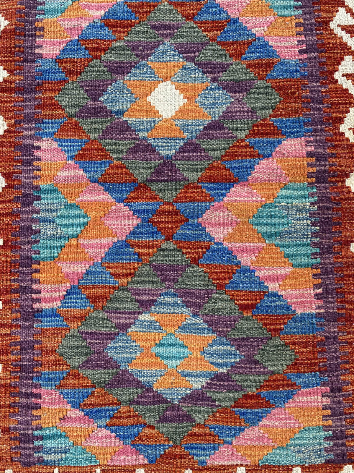Handmade Afghan Chobi Kilim Rug 88x67 cm KAS#707