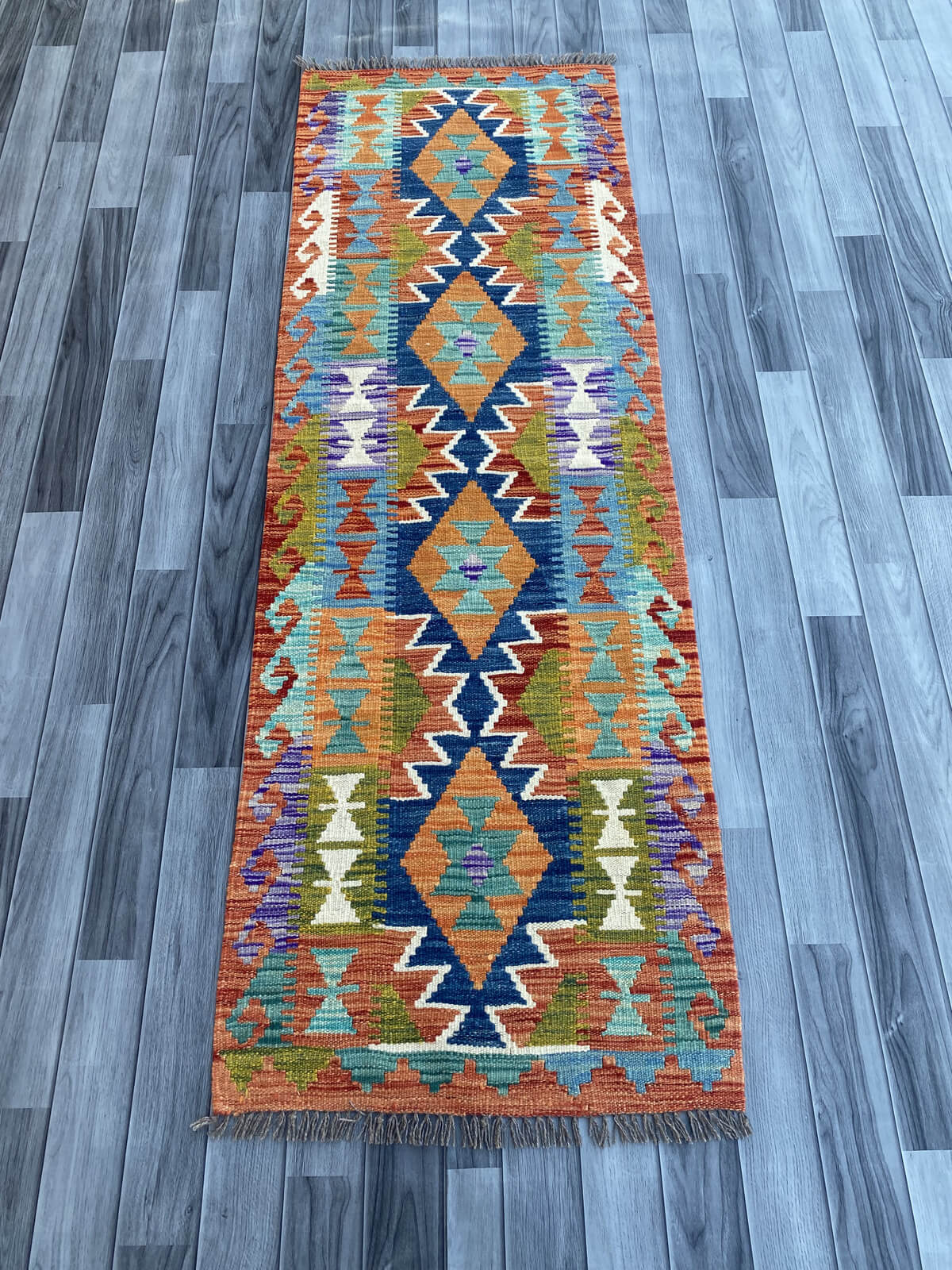 Handmade Flat Weave Kilim Rug (199 CM x 67 CM) SK#1077