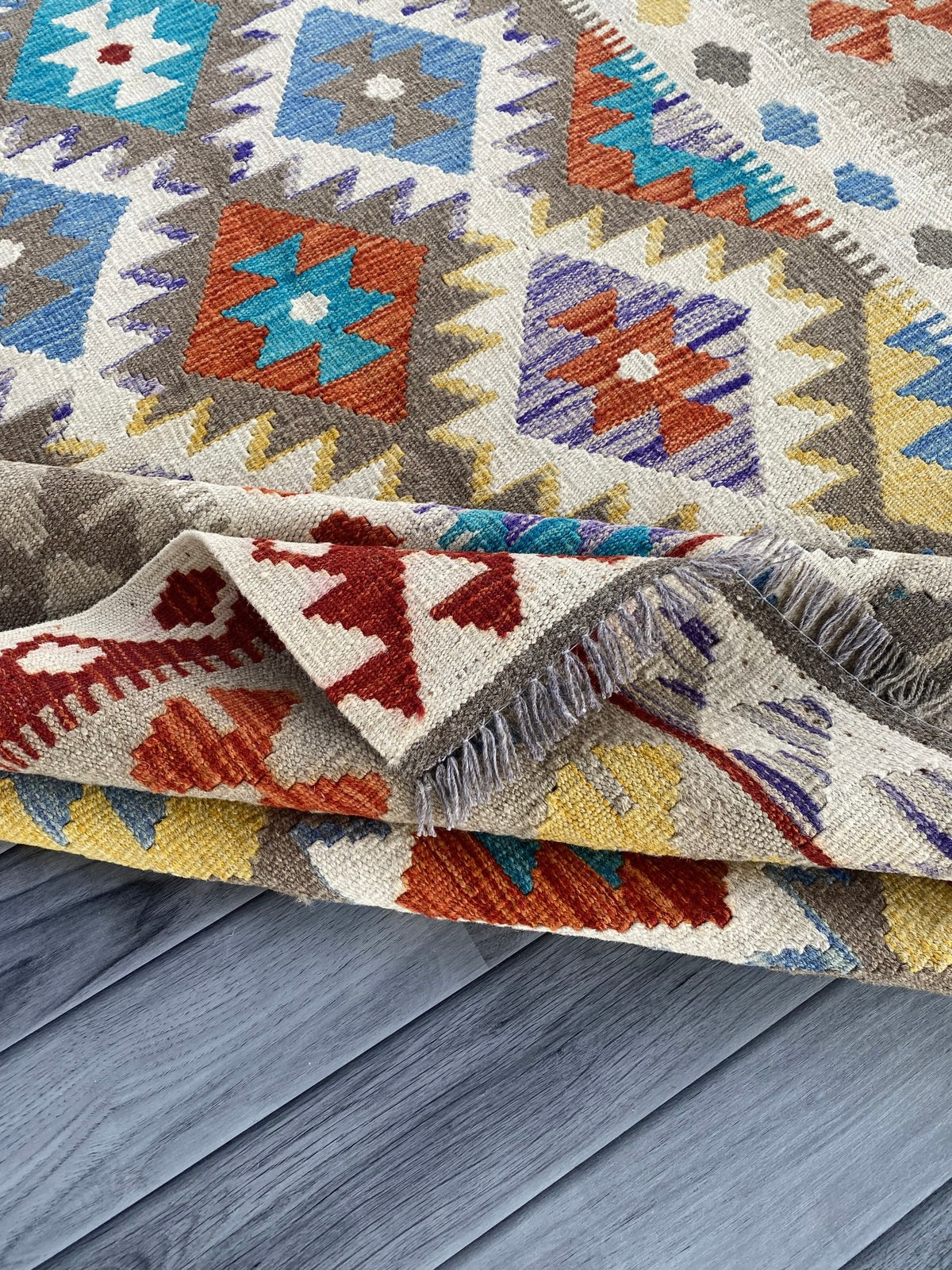 Handmade Afghan Chobi Kilim Rug 200 CM x  153 CM ( SS # 141 )