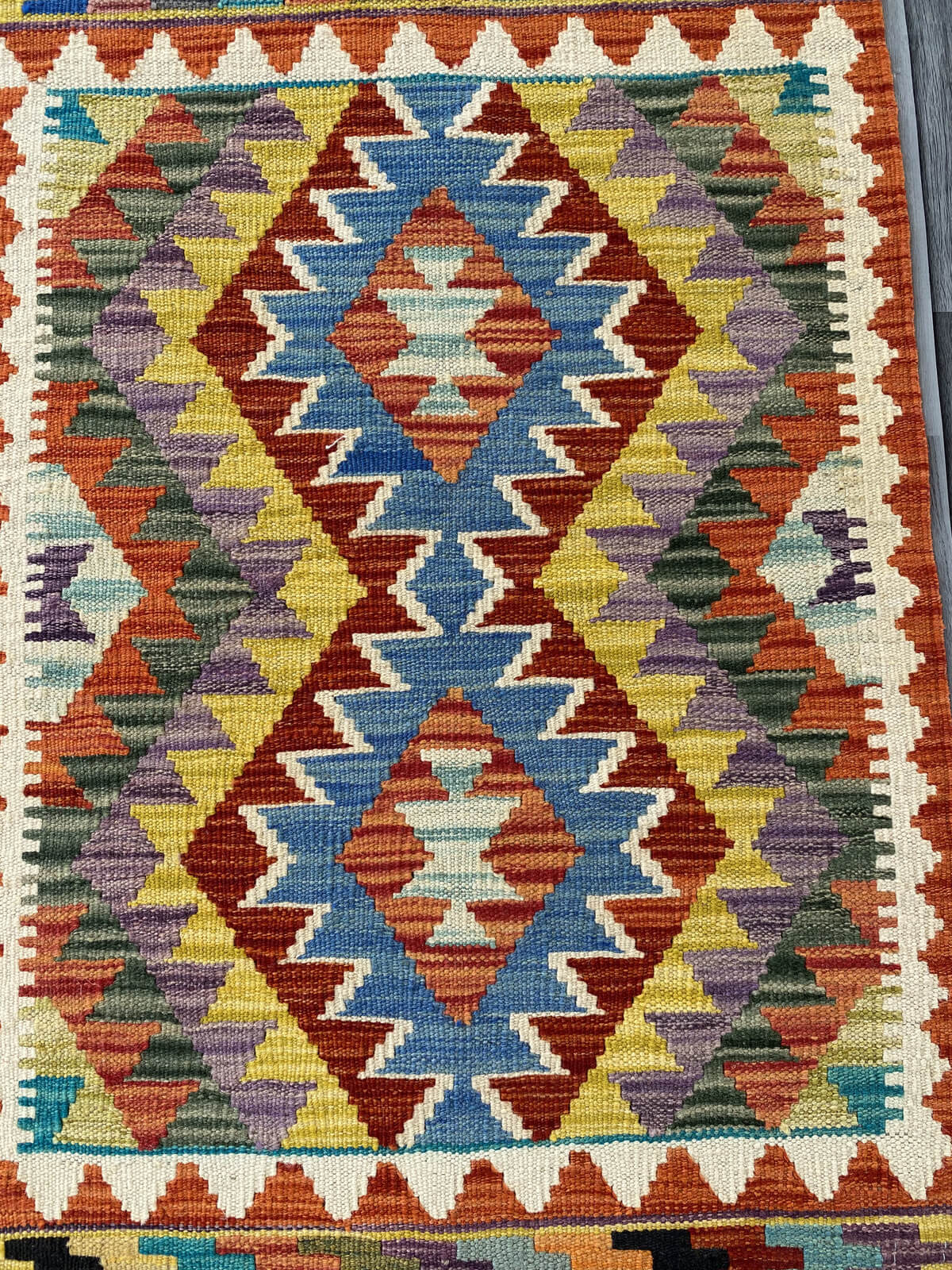 Handmade Afghan Chobi Kilim Rug 90x60 cm KAS#714