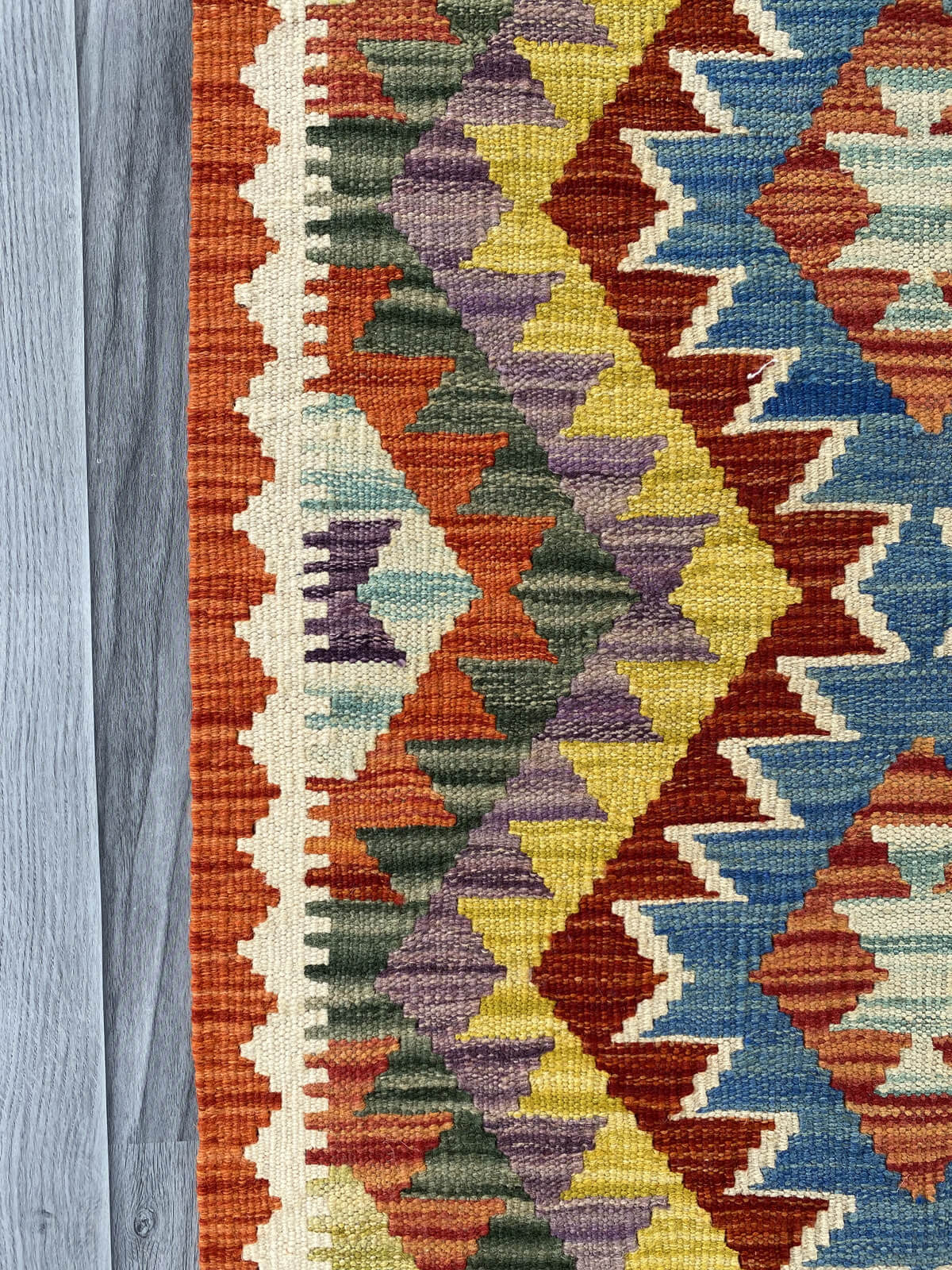Handmade Afghan Chobi Kilim Rug 90x60 cm KAS#714