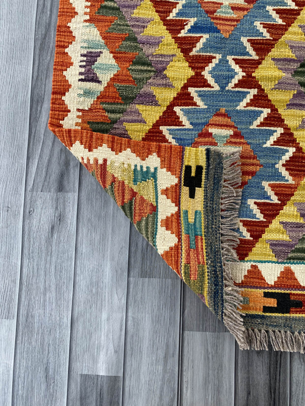 Handmade Afghan Chobi Kilim Rug 90x60 cm KAS#714