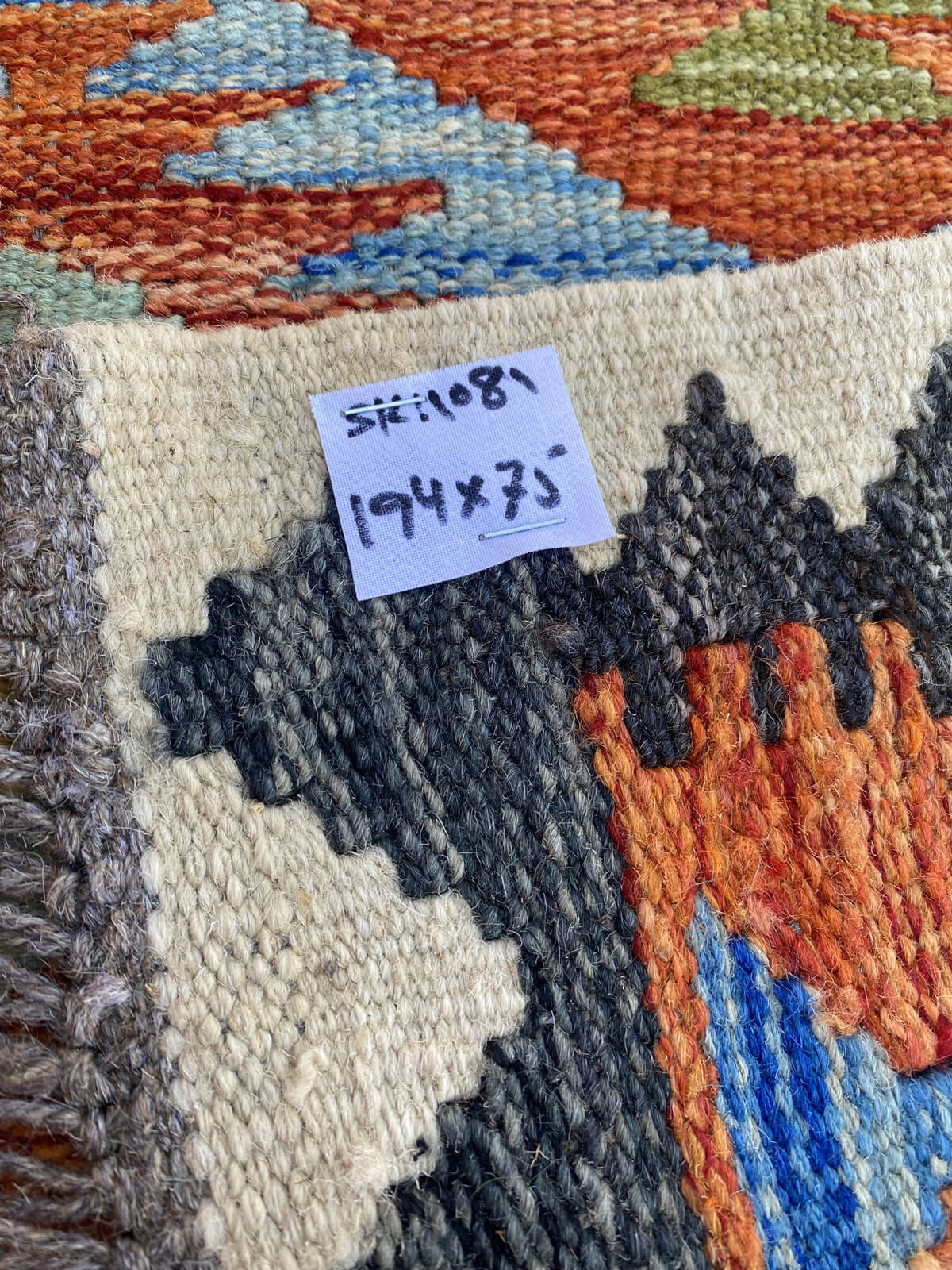 Handmade Flat Weave Kilim Rug (194 CM x 75 CM) SK#1081