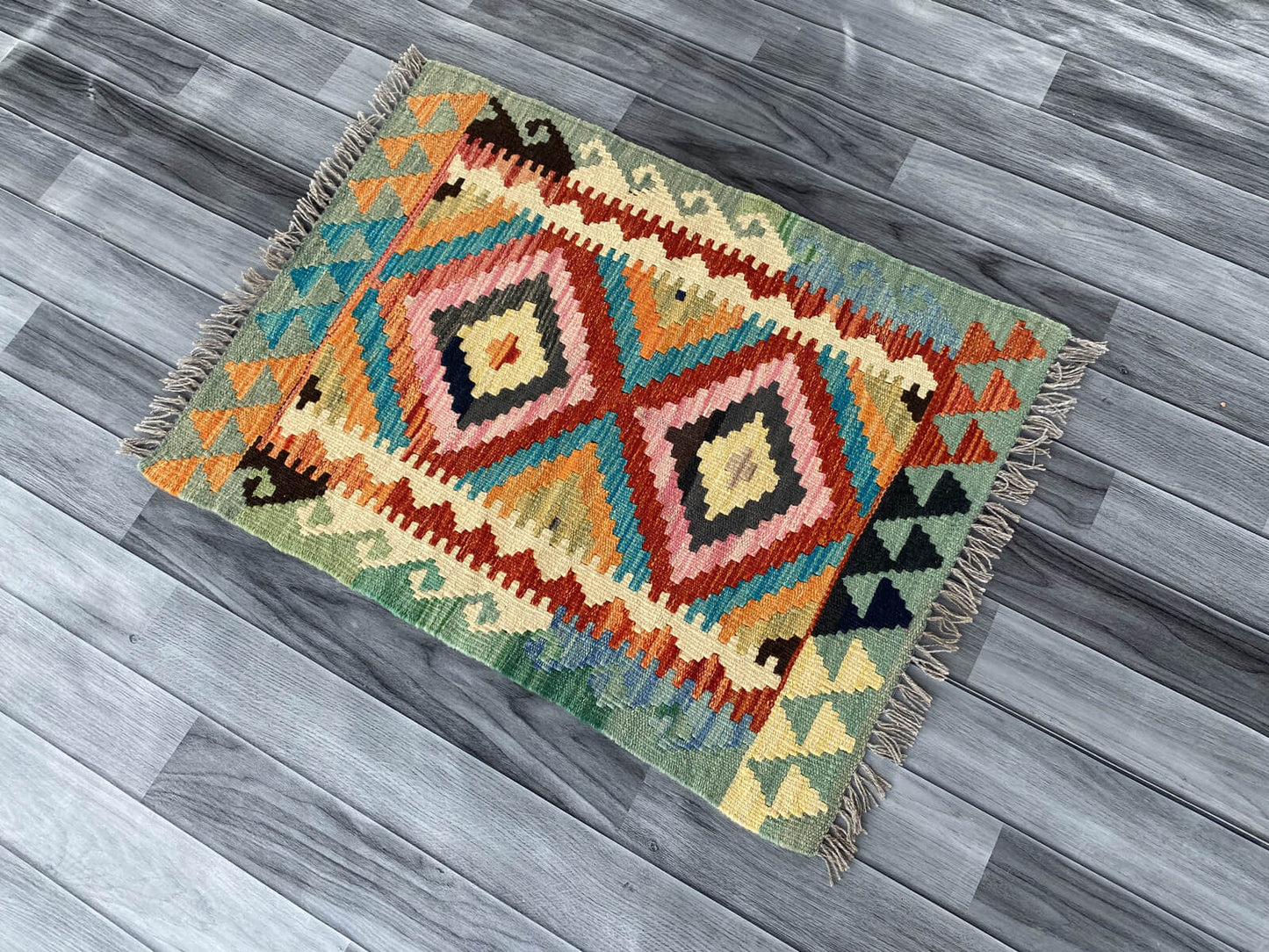 Handmade Afghan Chobi Kilim Rug 95x62 cm KAS#716