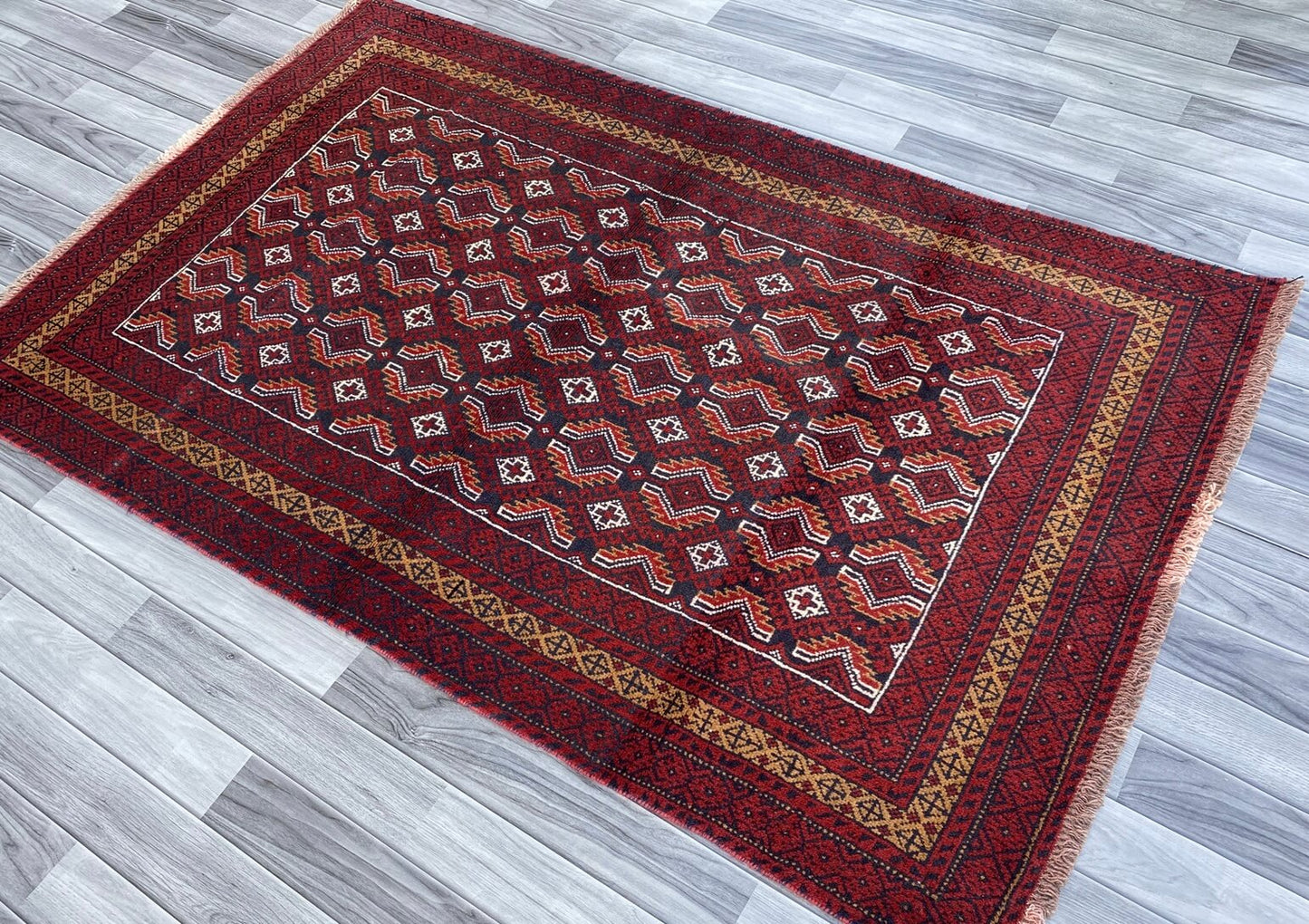Handmade Afghan Traditional Balochi Rug 190CM x 120CM ES# 1190