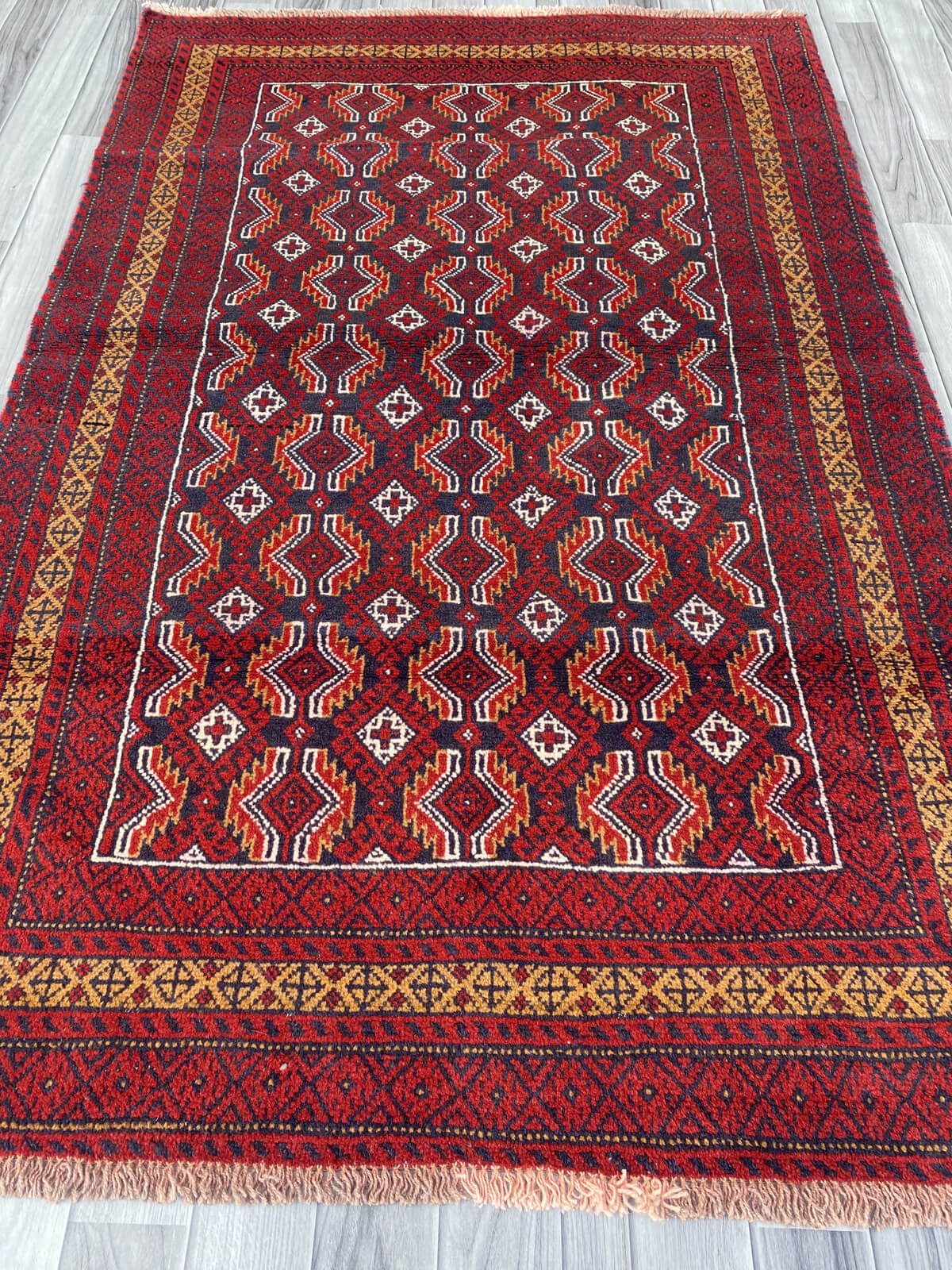 Handmade Afghan Traditional Balochi Rug 190CM x 120CM ES# 1190