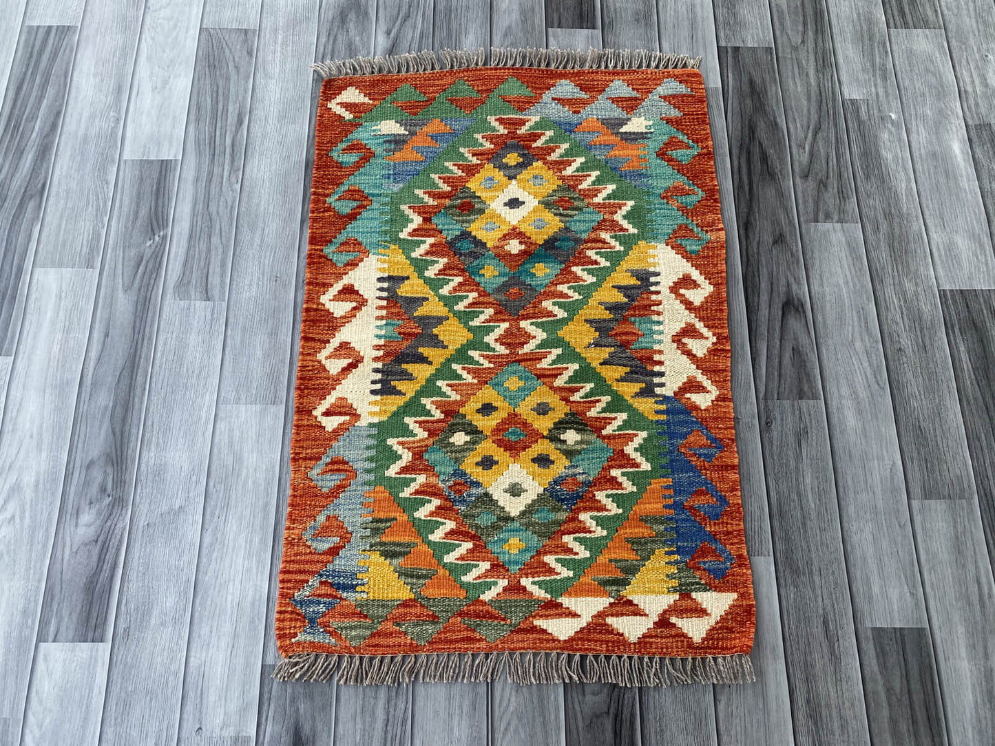 Handmade Afghan Chobi Kilim Rug 90x63 cm KAS#720