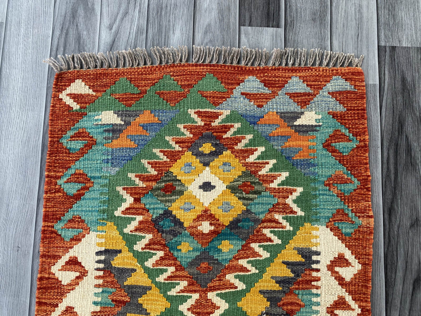 Handmade Afghan Chobi Kilim Rug 90x63 cm KAS#720