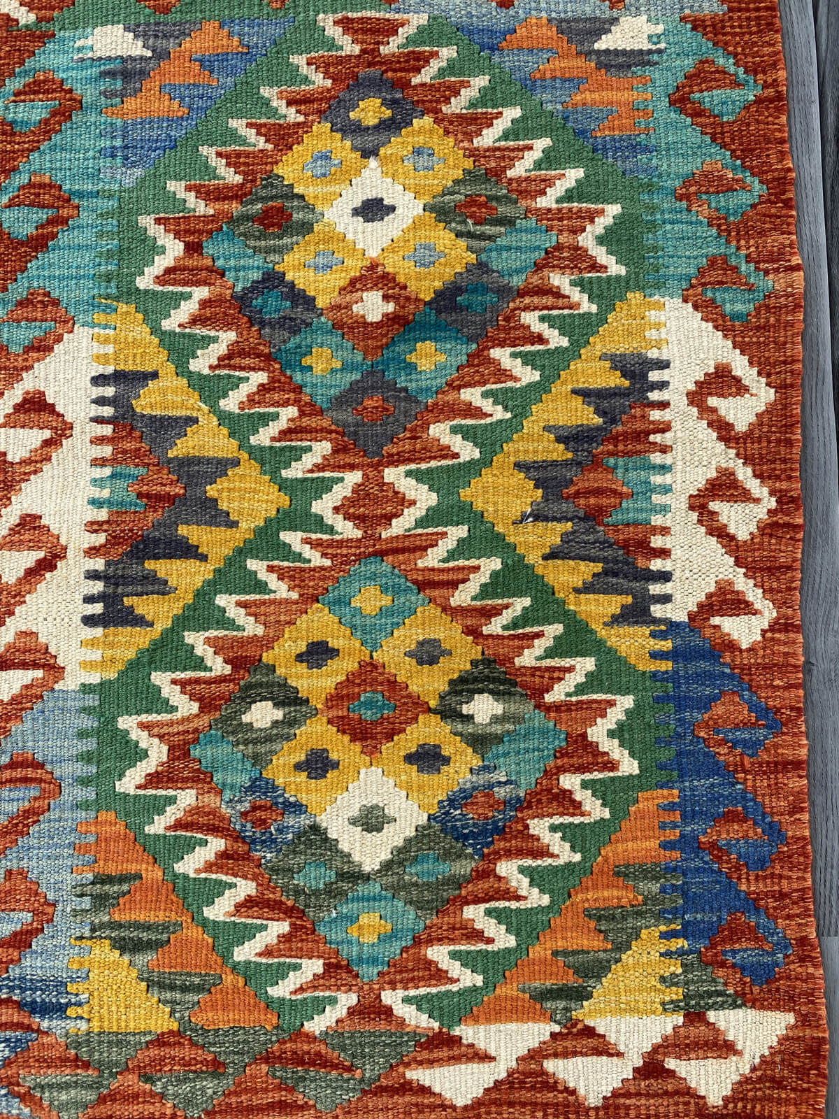 Handmade Afghan Chobi Kilim Rug 90x63 cm KAS#720