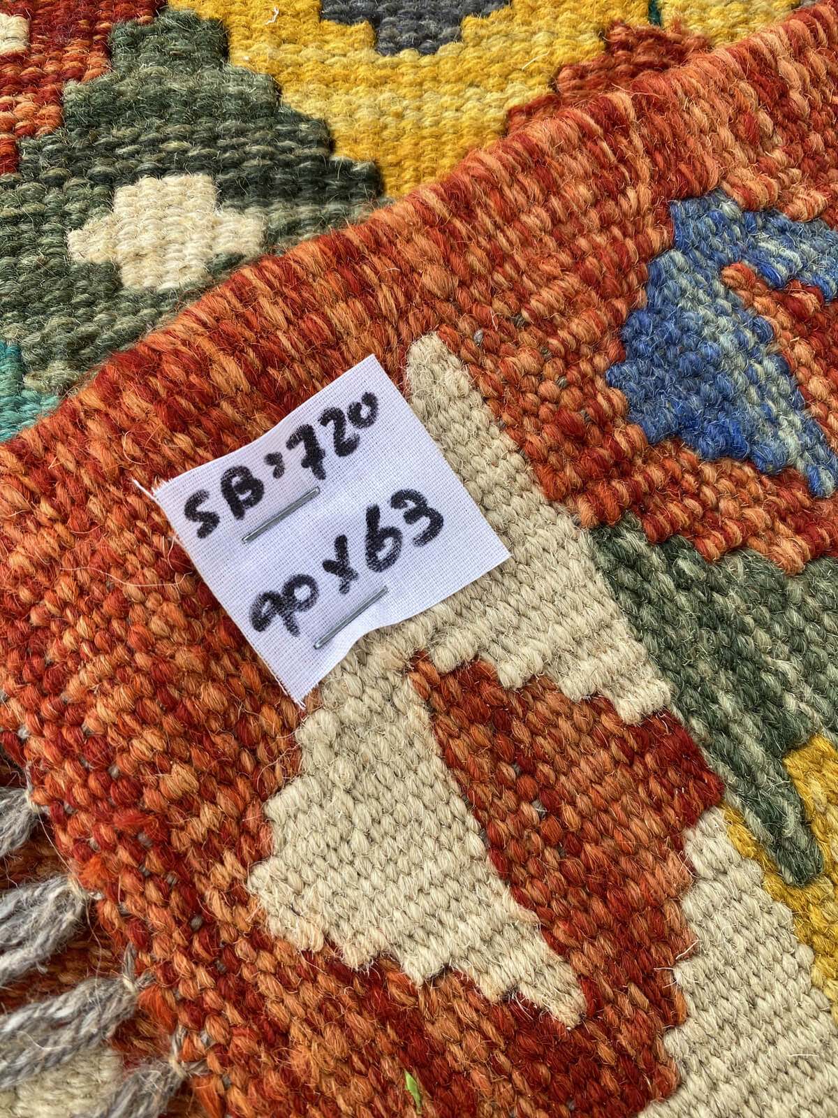 Handmade Afghan Chobi Kilim Rug 90x63 cm KAS#720