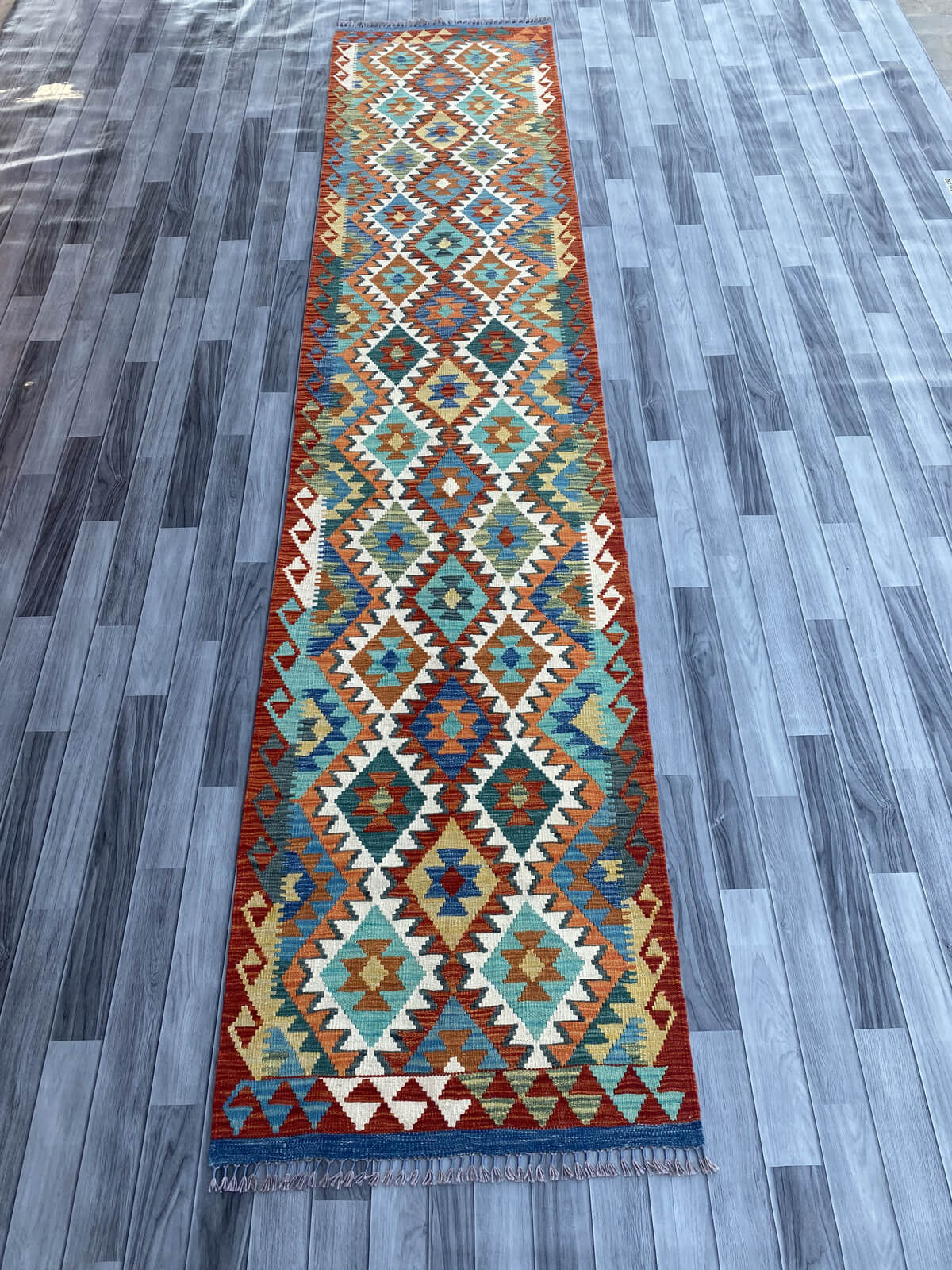 Handmade Flat Weave Kilim Rug (392 CM x 84 CM) SK#1088
