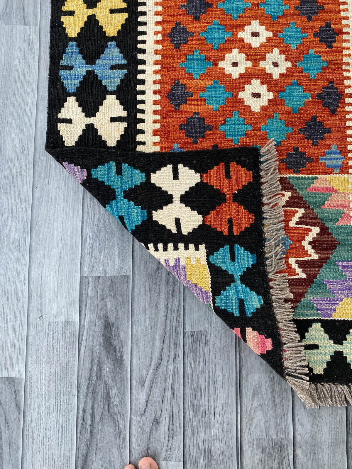 Handmade Afghan Chobi Kilim Rug 123x79 cm KAS#723