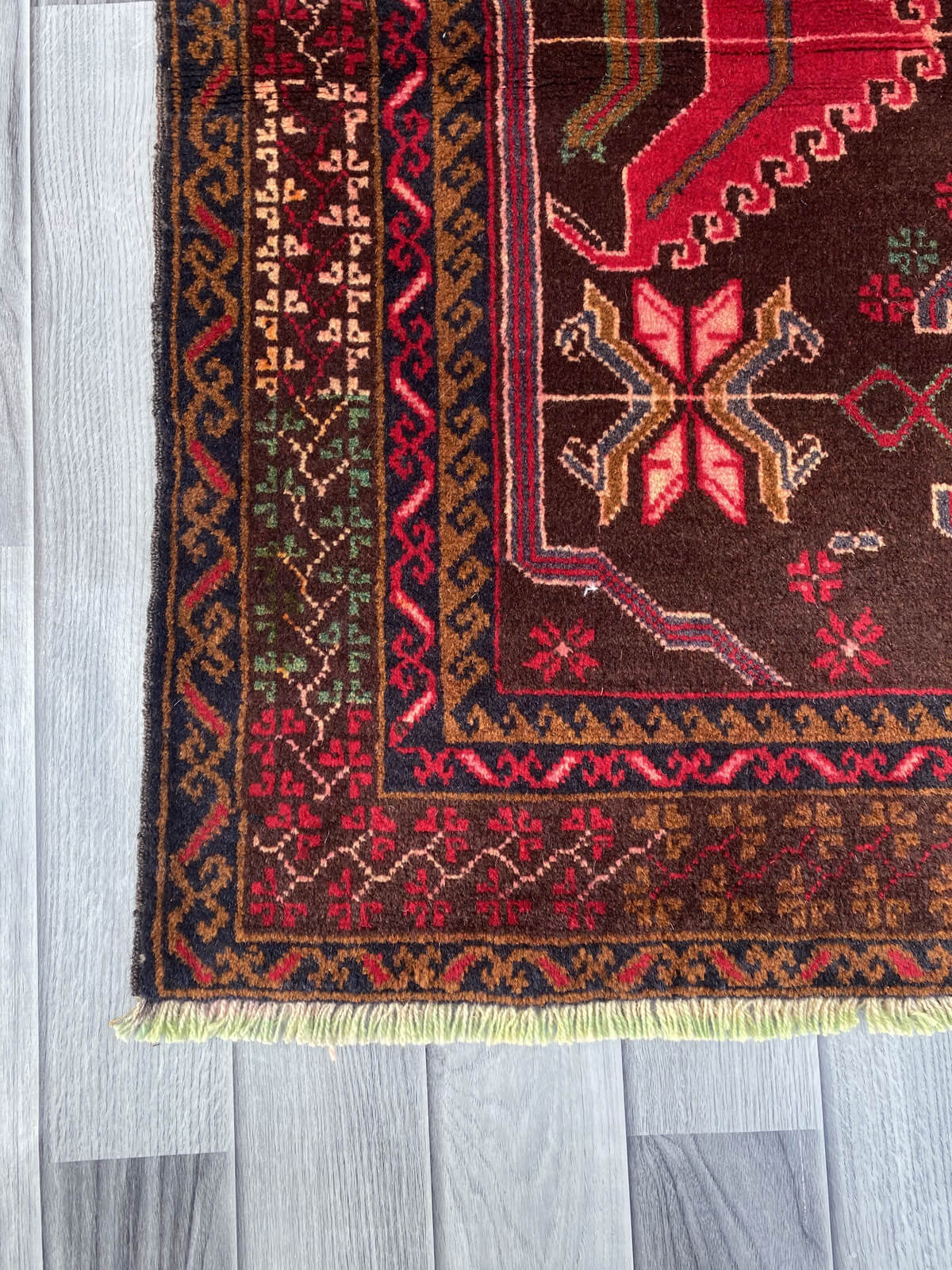 Handmade Afghan Traditional Balochi Rug 205CM x 105CM ES# 1188